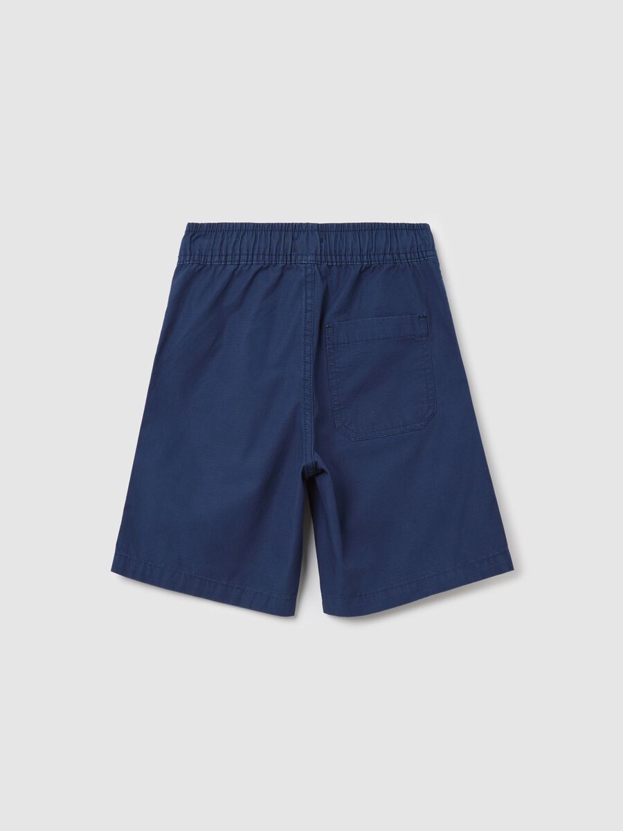 Blue Bermuda joggers in ripstop canvas with drawstring_1