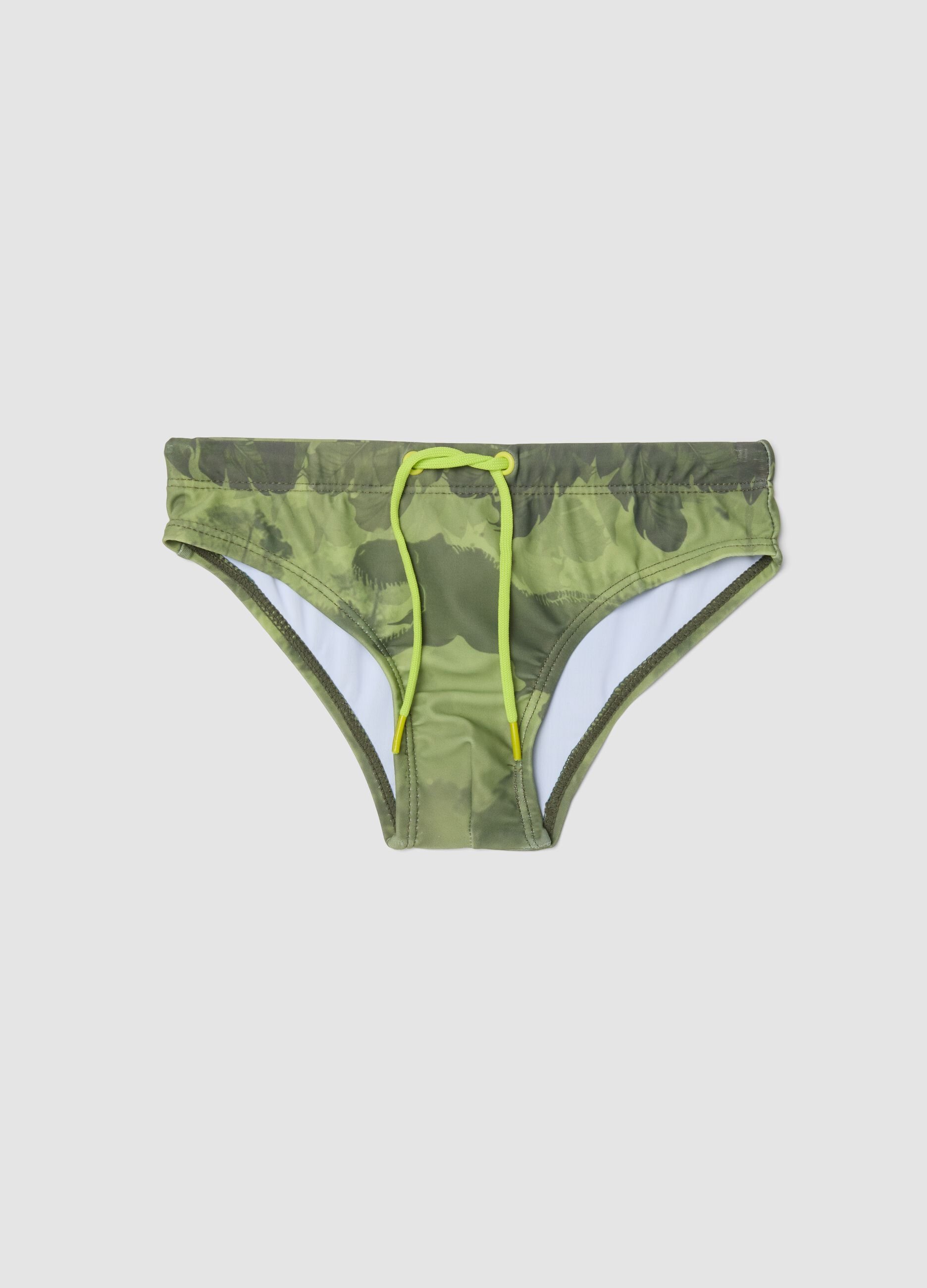 Green stretch swim briefs