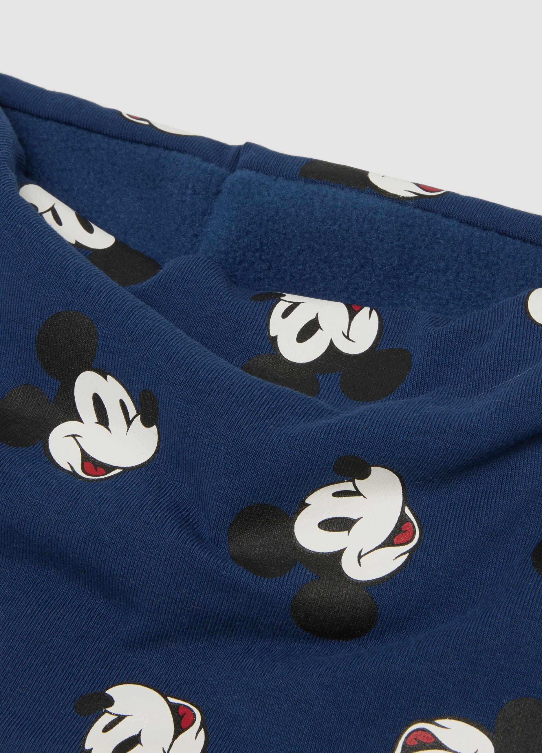 Blue stretch organic cotton Mickey print scarf for baby boy