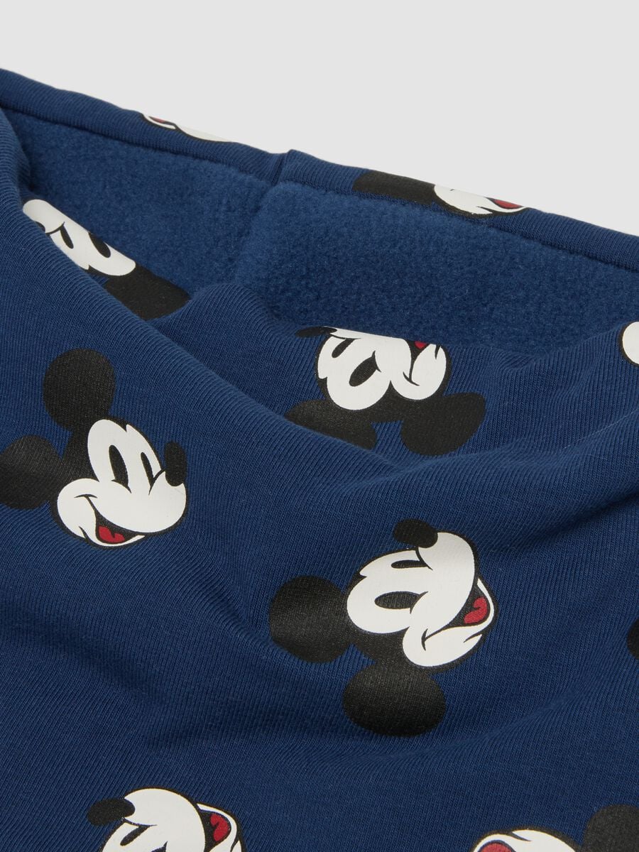 Sciarpa blu in cotone organico elasticizzato con stampa Mickey per bimbo_1