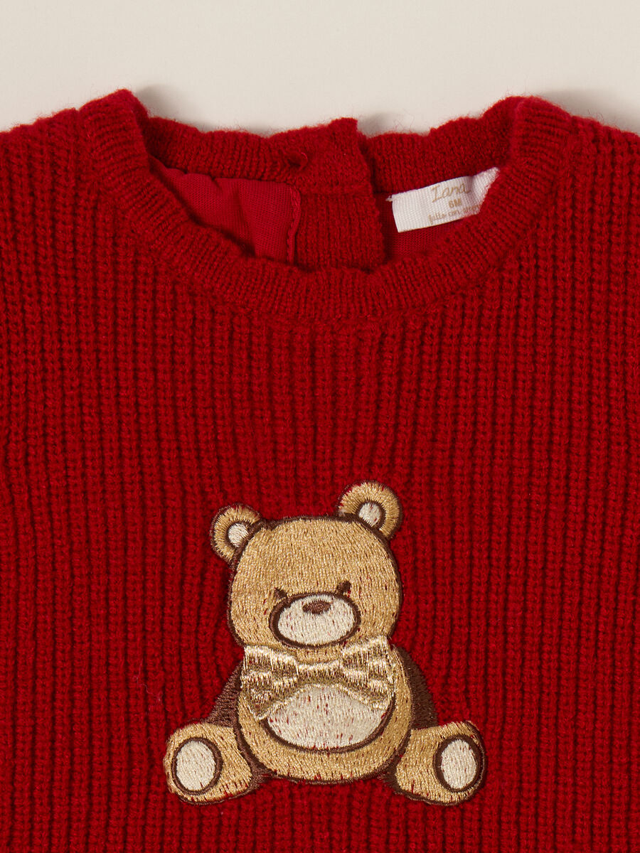Vestito rosso per bambina con applicazione orsetto_2