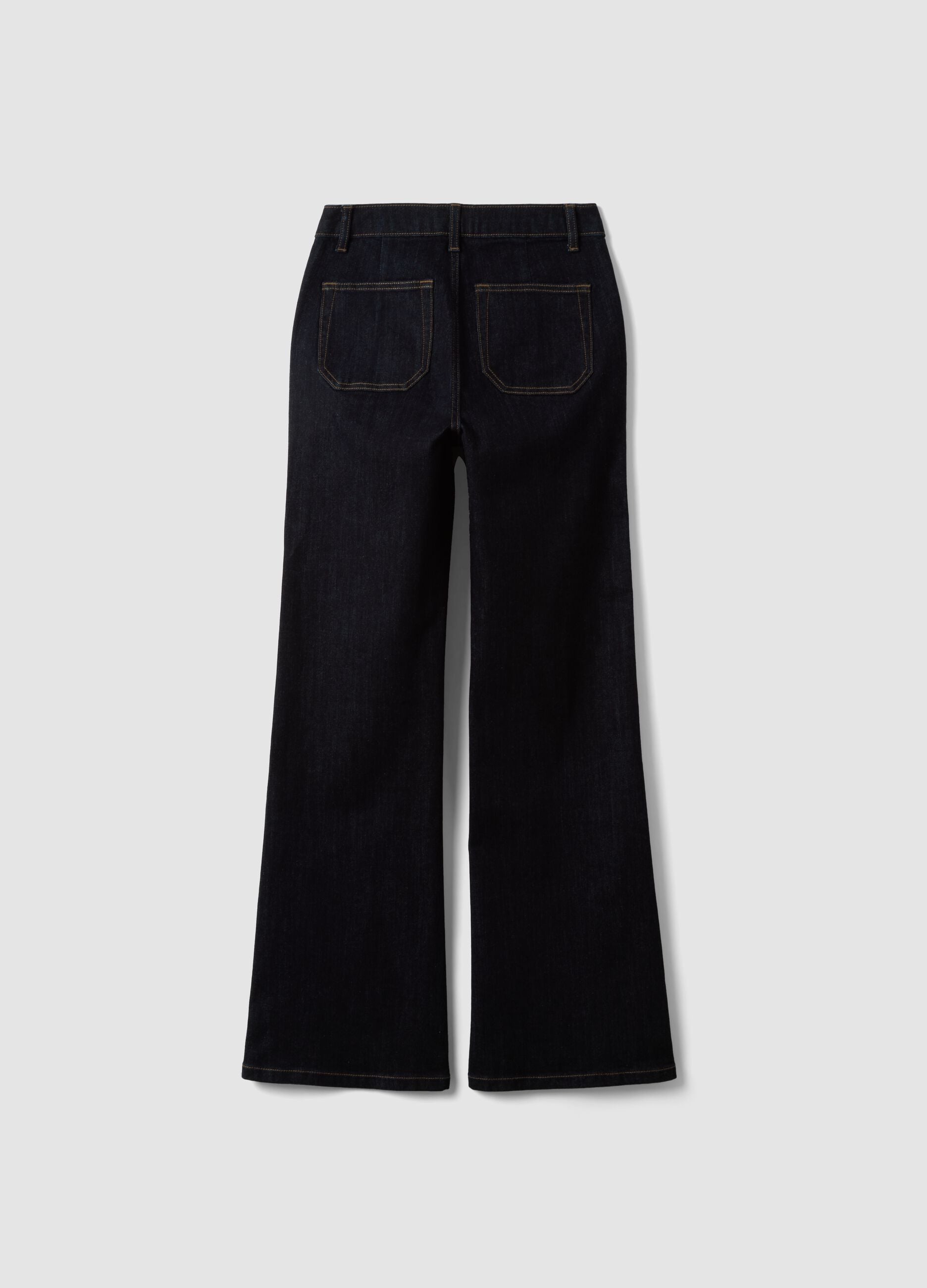 Blue stretch cotton flared jeans