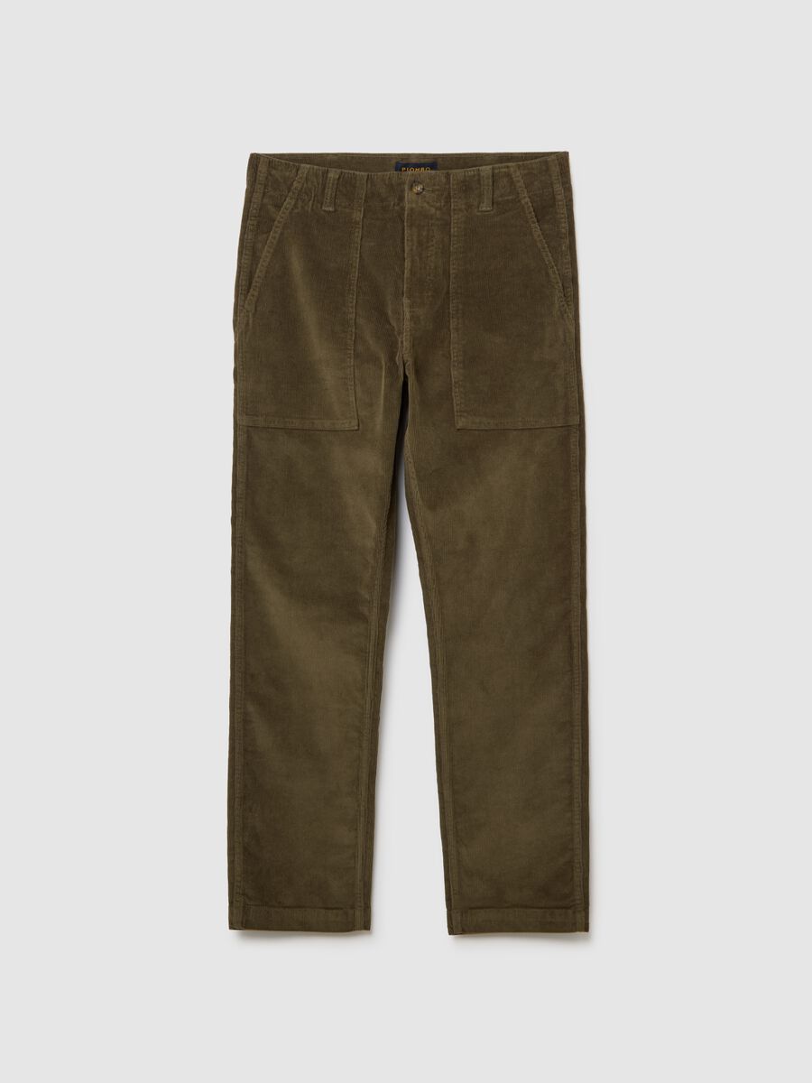 Pantaloni in velluto elasticizzato verdi_0