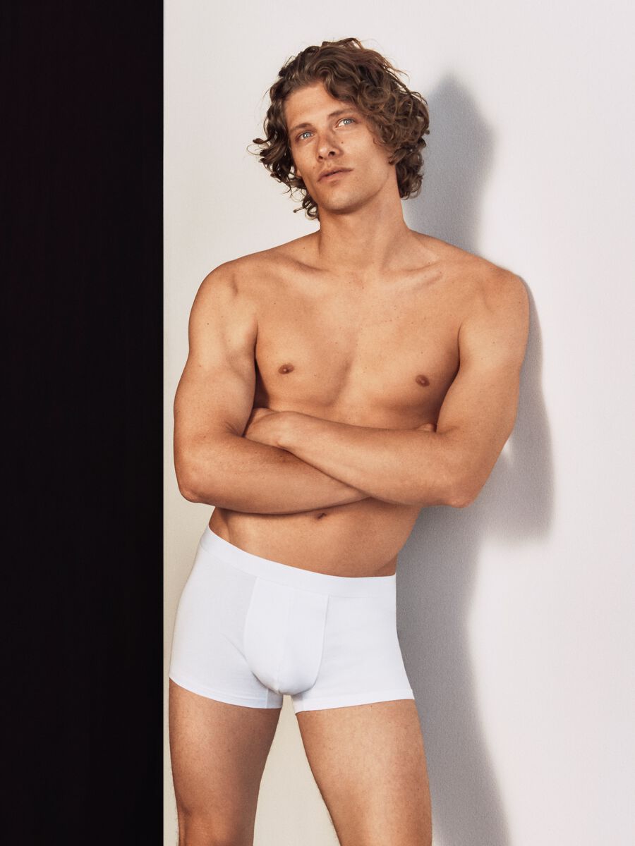 Tripack di boxer bianchi in cotone elasticizzato_0