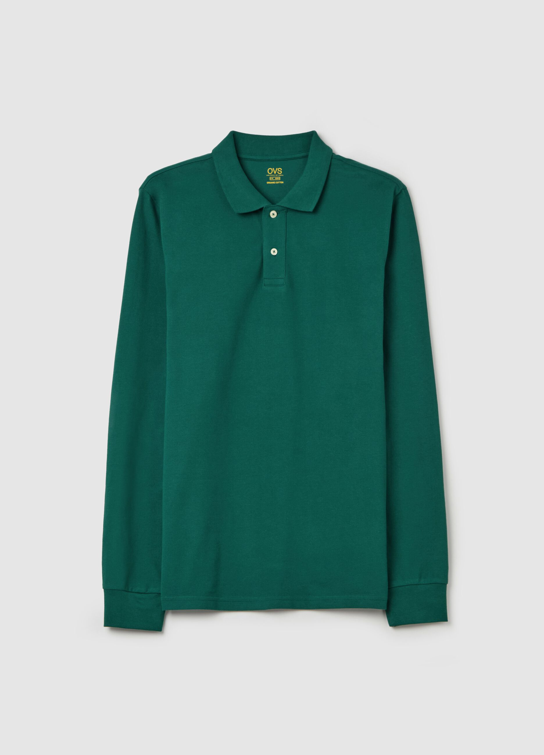 Long-sleeved polo shirt in organic cotton