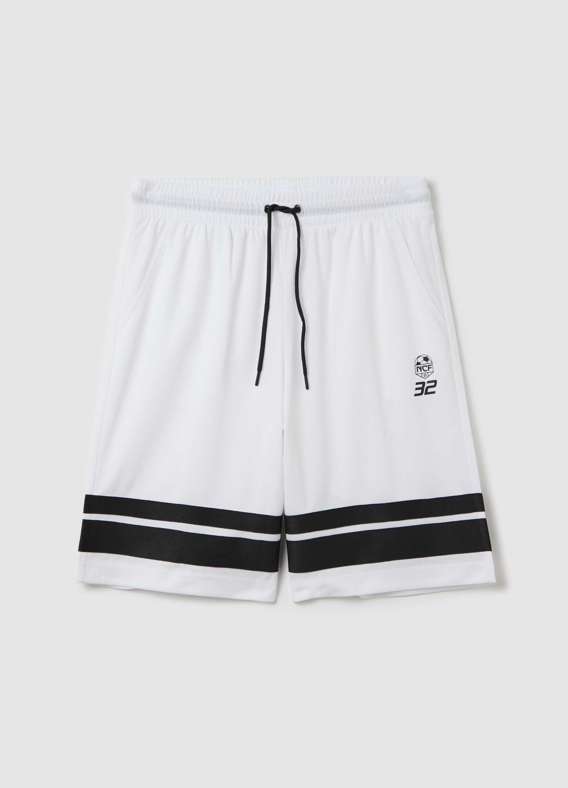 White Bermuda joggers with NFC print
