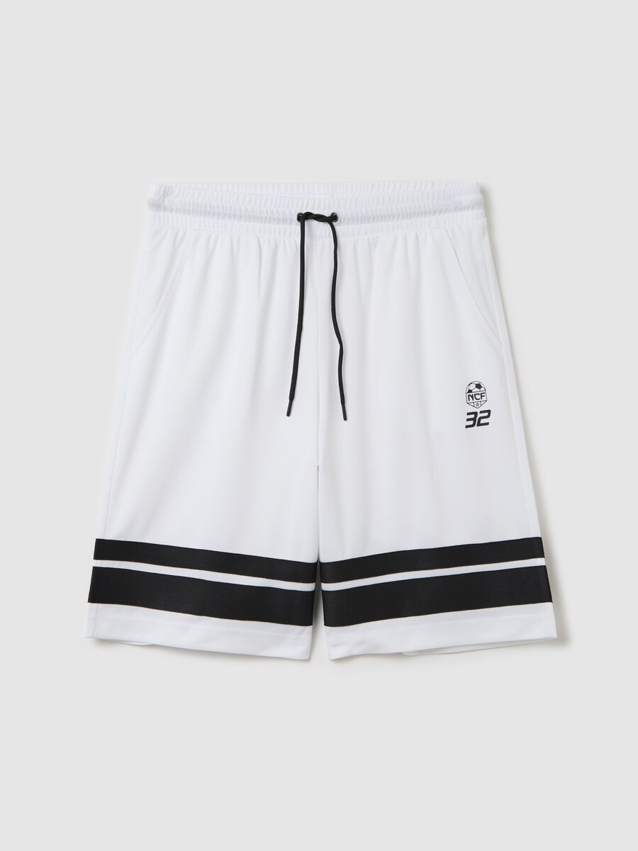 White Bermuda joggers with NFC print_4