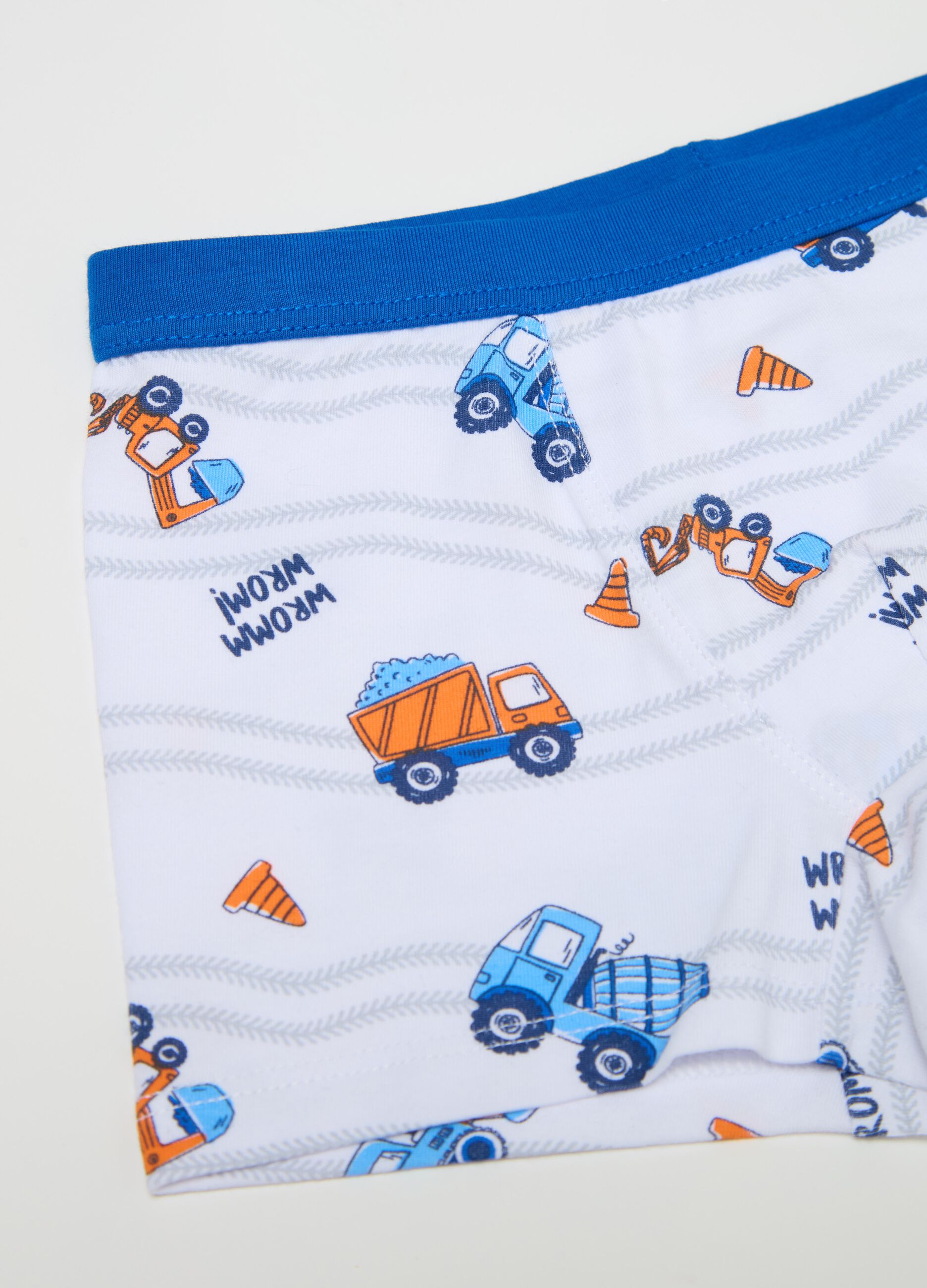 Boxer in cotone stretch con stampa macchine da lavoro 