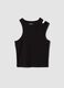 Black organic cotton tank top with asymmetric shoulder_0