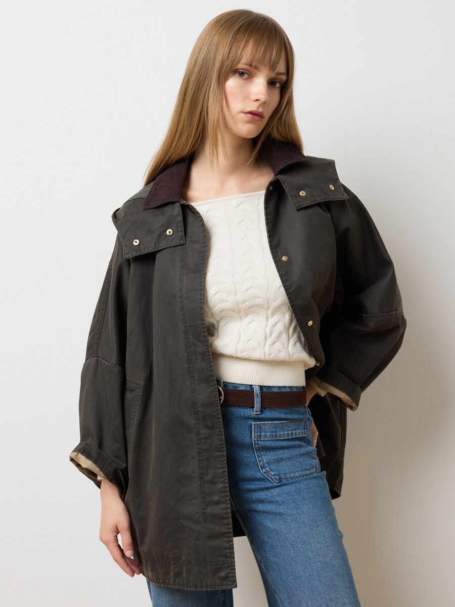 Over fit brown cotton blend jacket_1