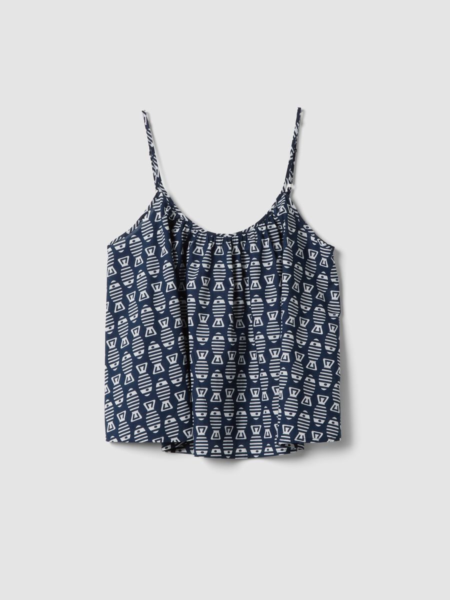 Blue pure cotton cami top with thin straps_4