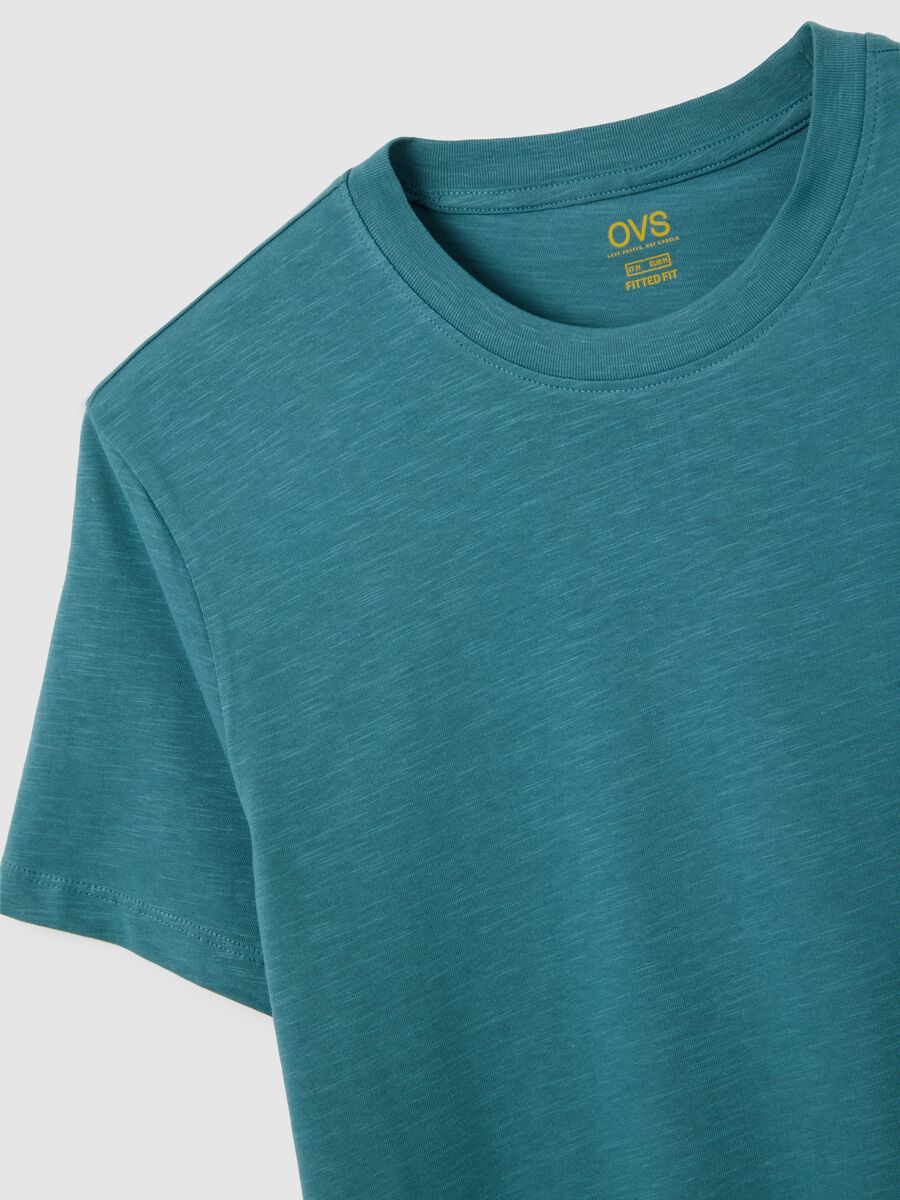 Men's Green Crew Neck Cotton Fitted T-Shirt_5