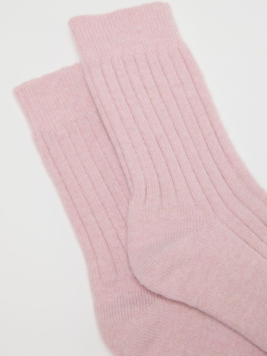 Long Pink Socks in Wool and Cashmere Blend_2