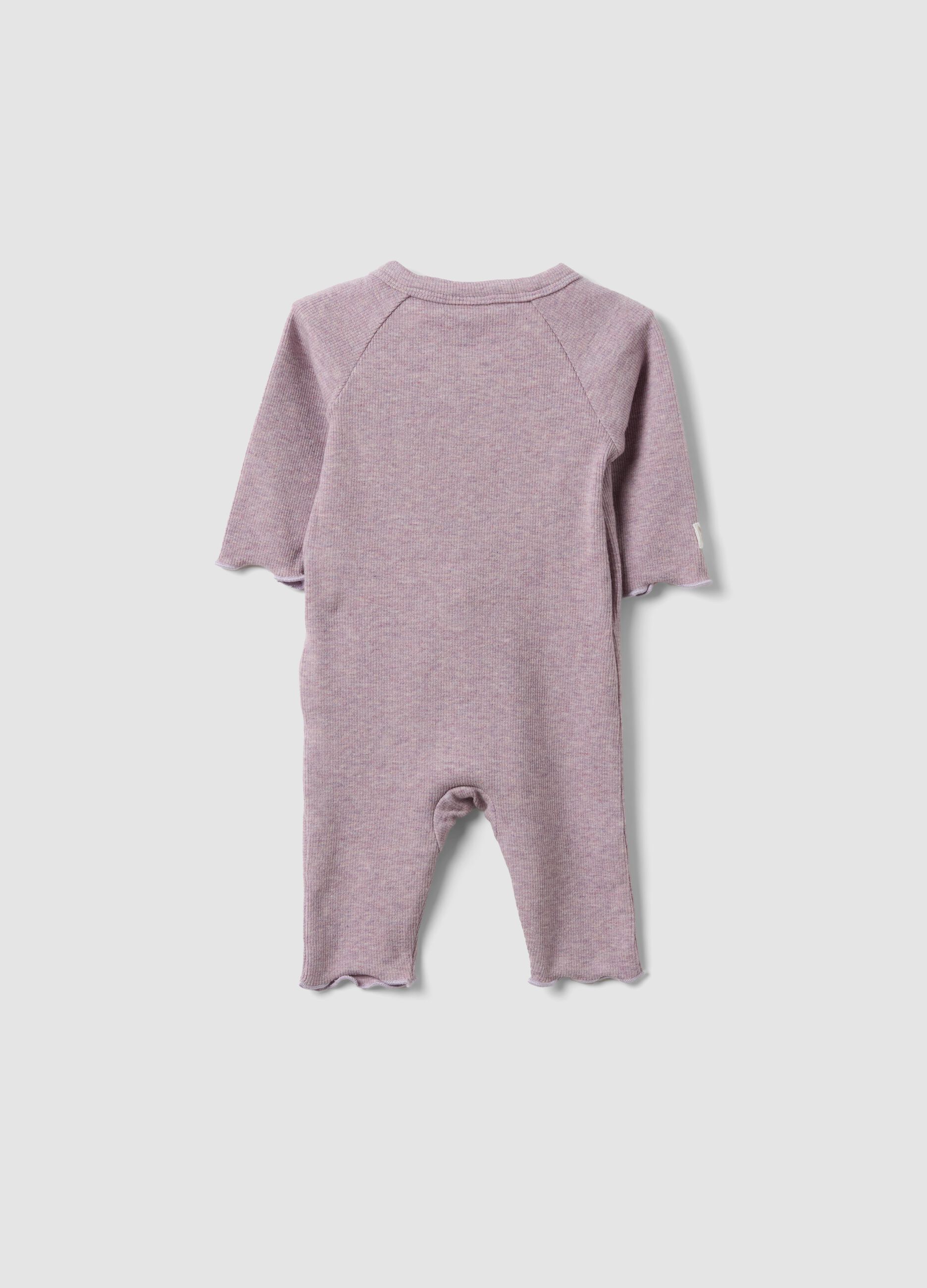 Purple organic cotton wrapover babygrow for baby girl