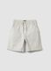 Beige pure cotton shorts with elasticated waistband_0