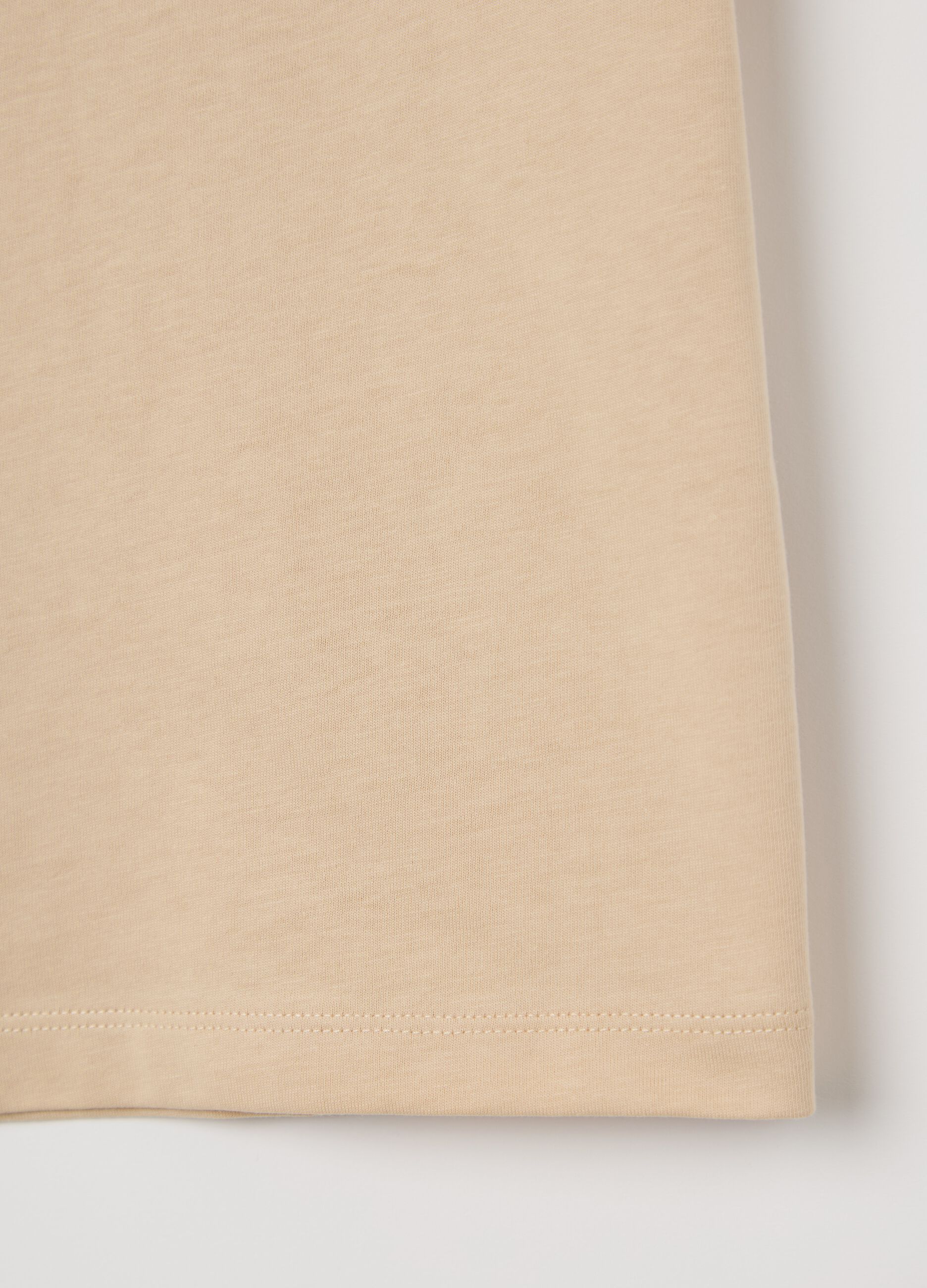 Beige cotton T-shirt with lettering print