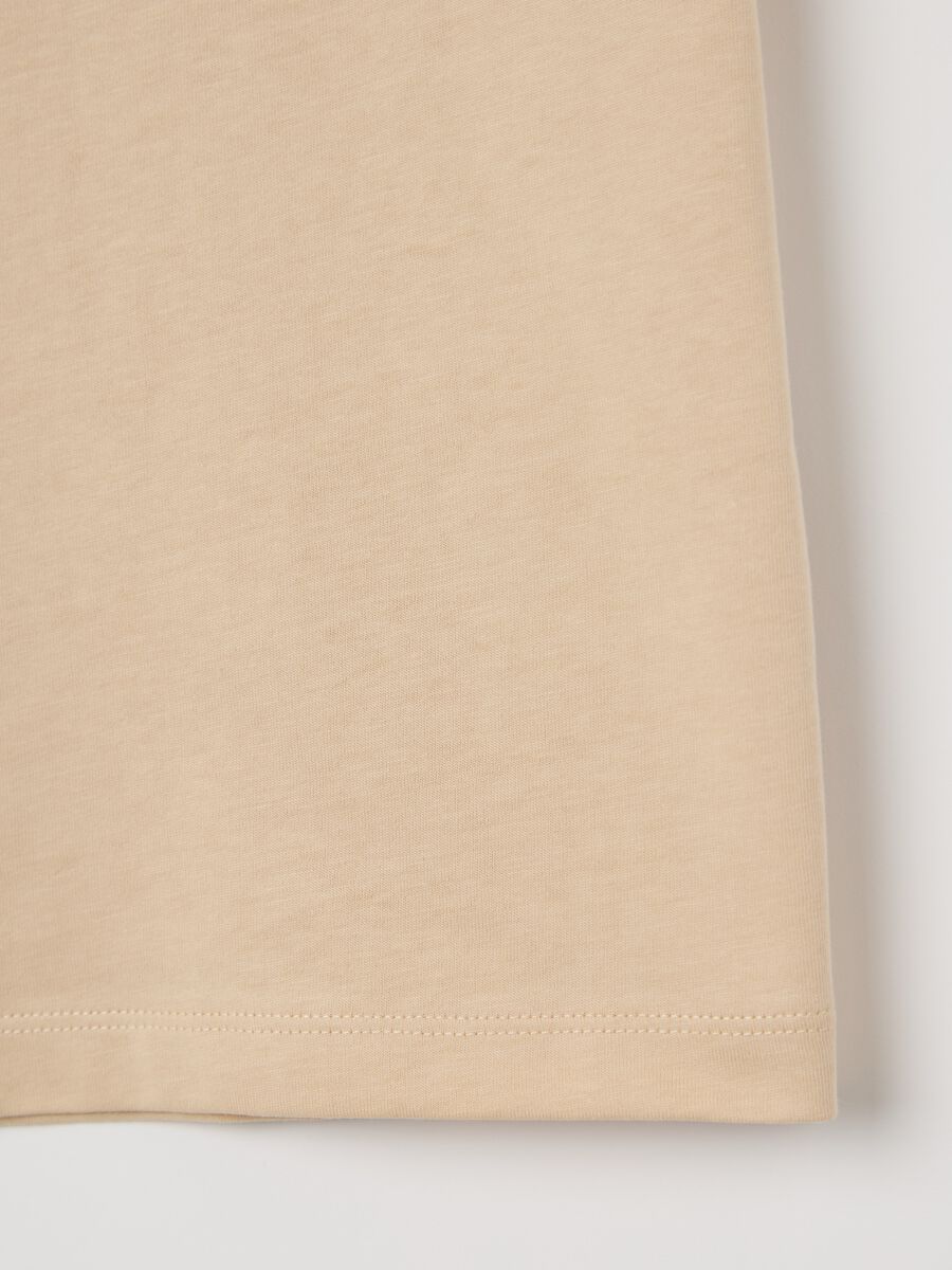 Beige cotton T-shirt with lettering print_3