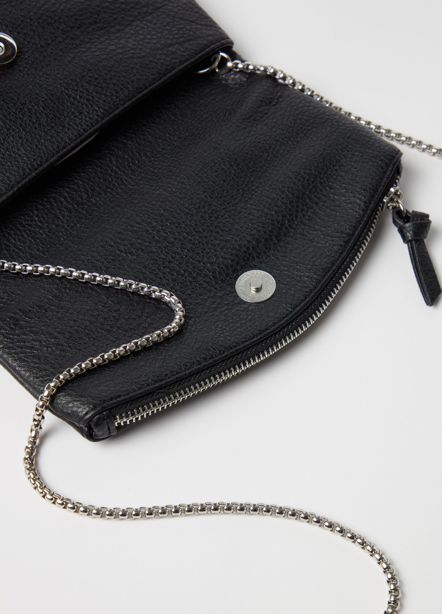 Metallic-effect bag with shoulder strap