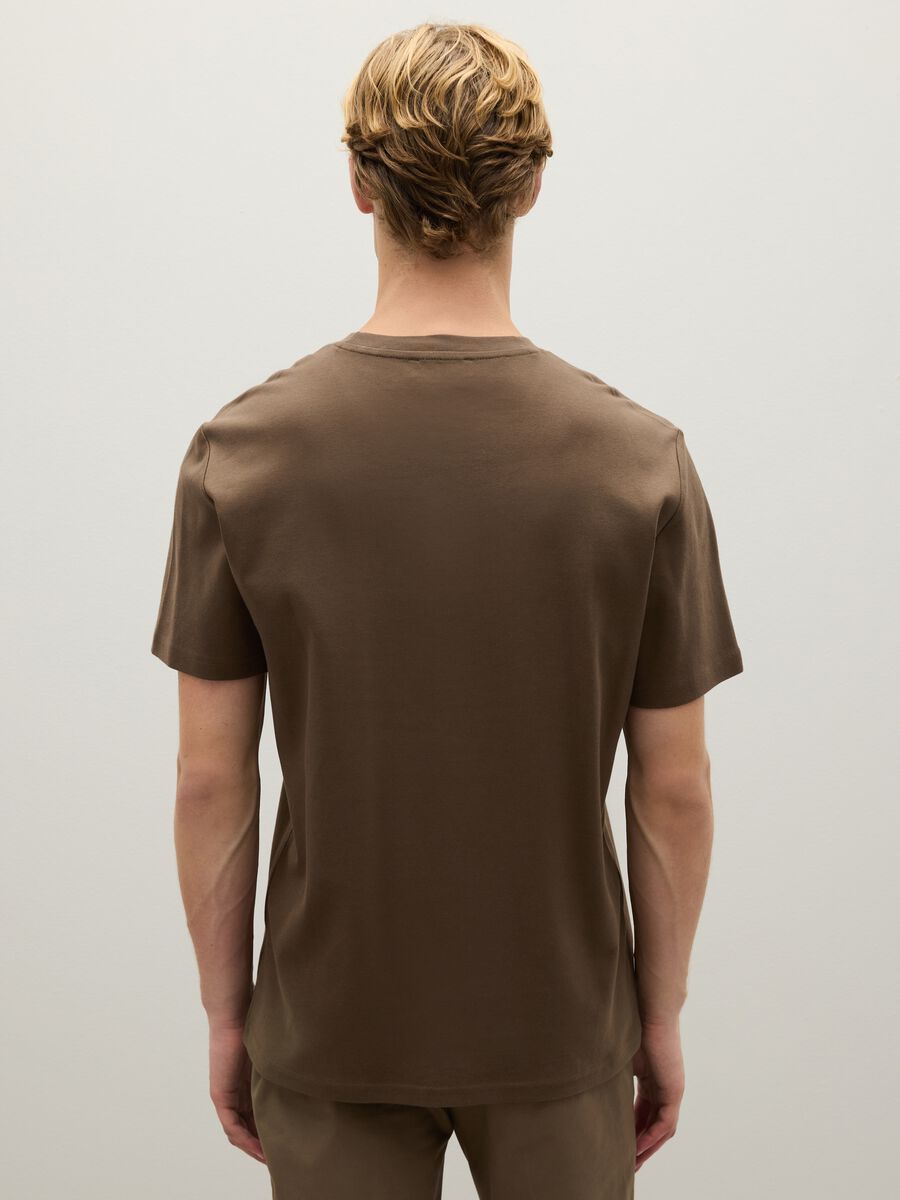 Regular Fit Brown Pure Cotton T-shirt_2