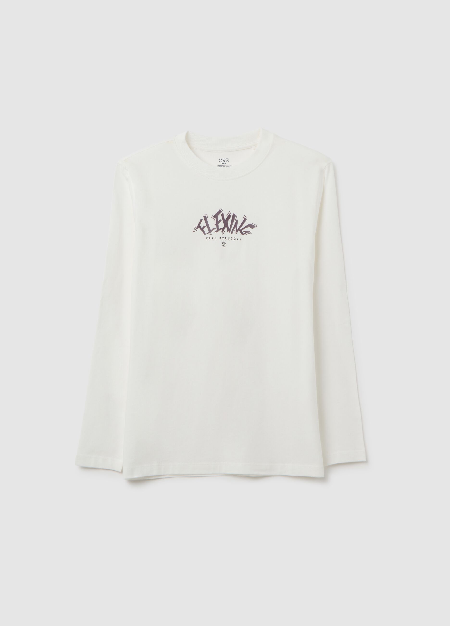 T-shirt da ragazzo in puro cotone bianca oversize