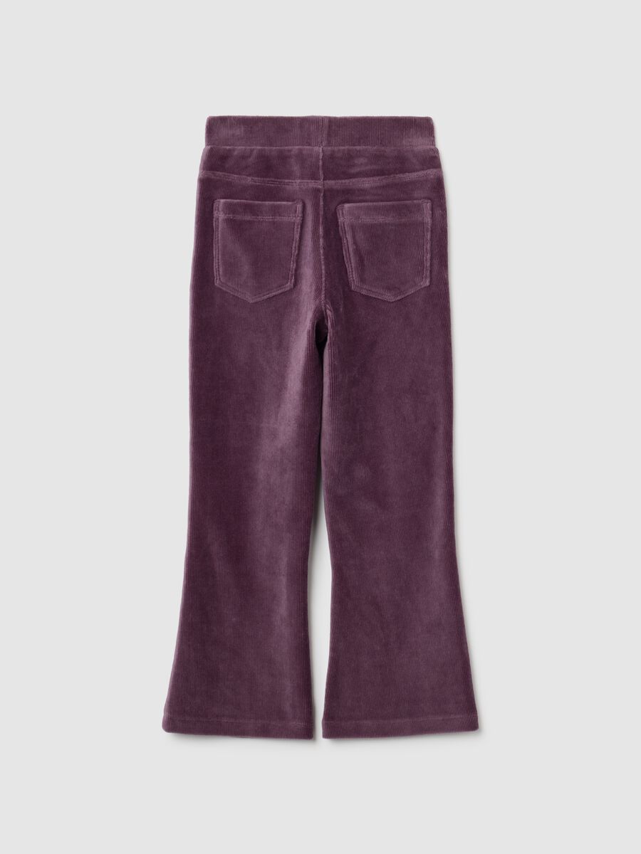 Girls' purple flare cotton blend trousers_1
