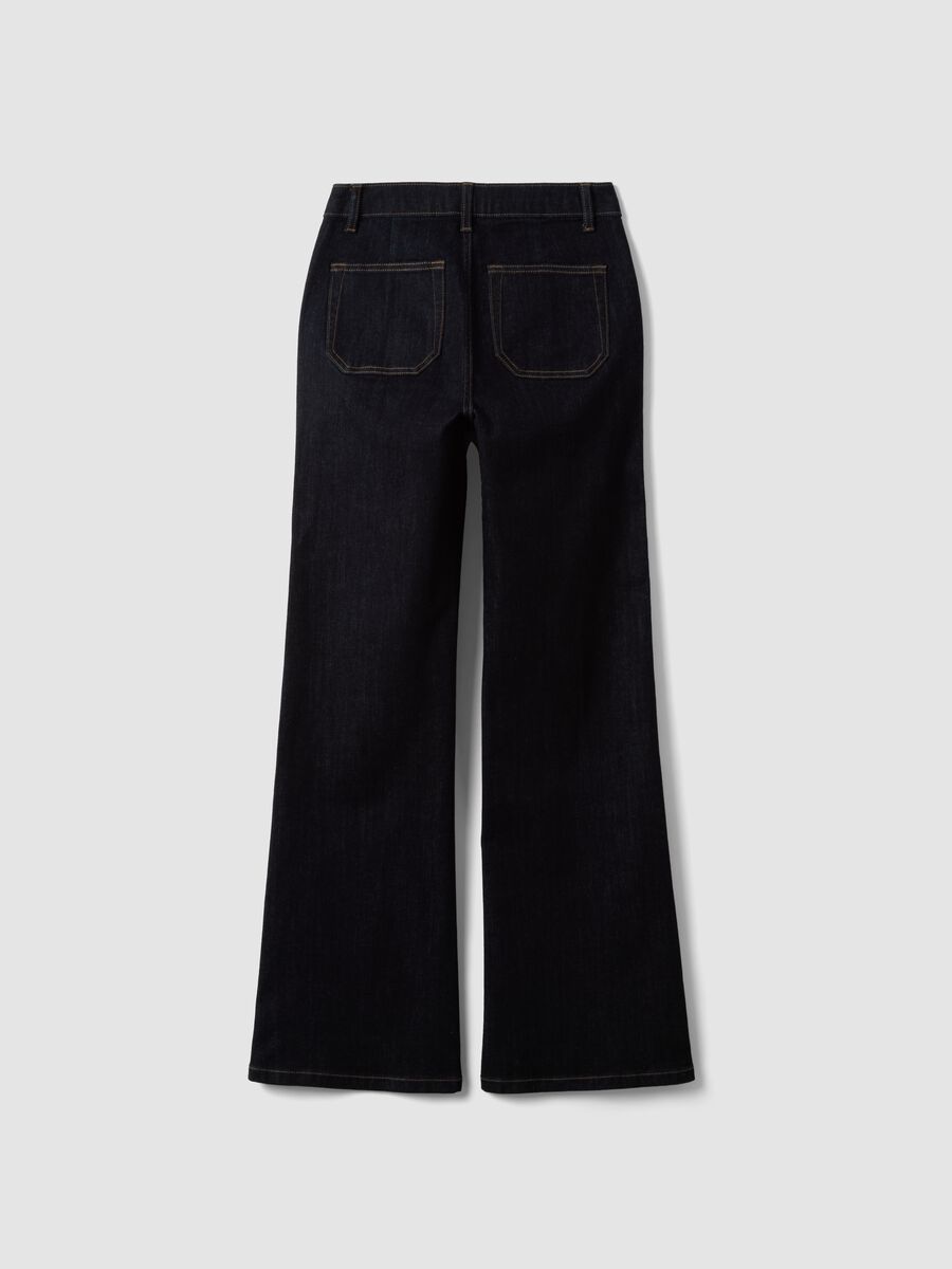 Blue stretch cotton flared jeans_6