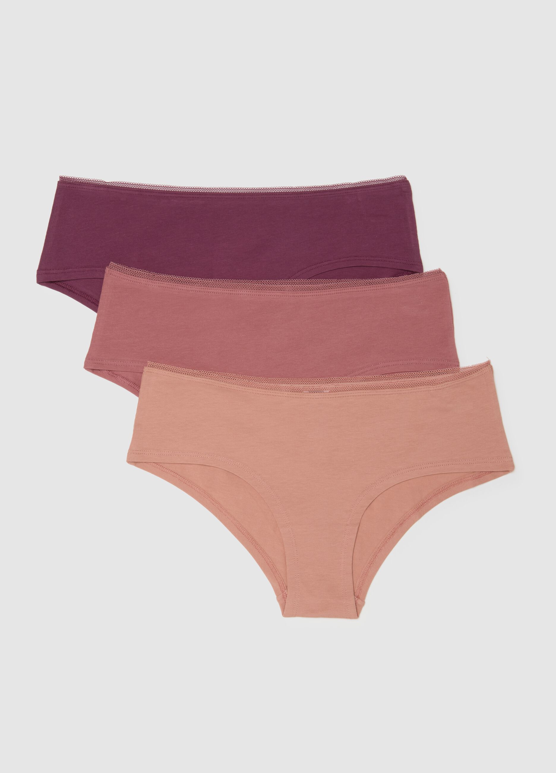 Tripack of elasticated cotton multicolour regular fit briefs