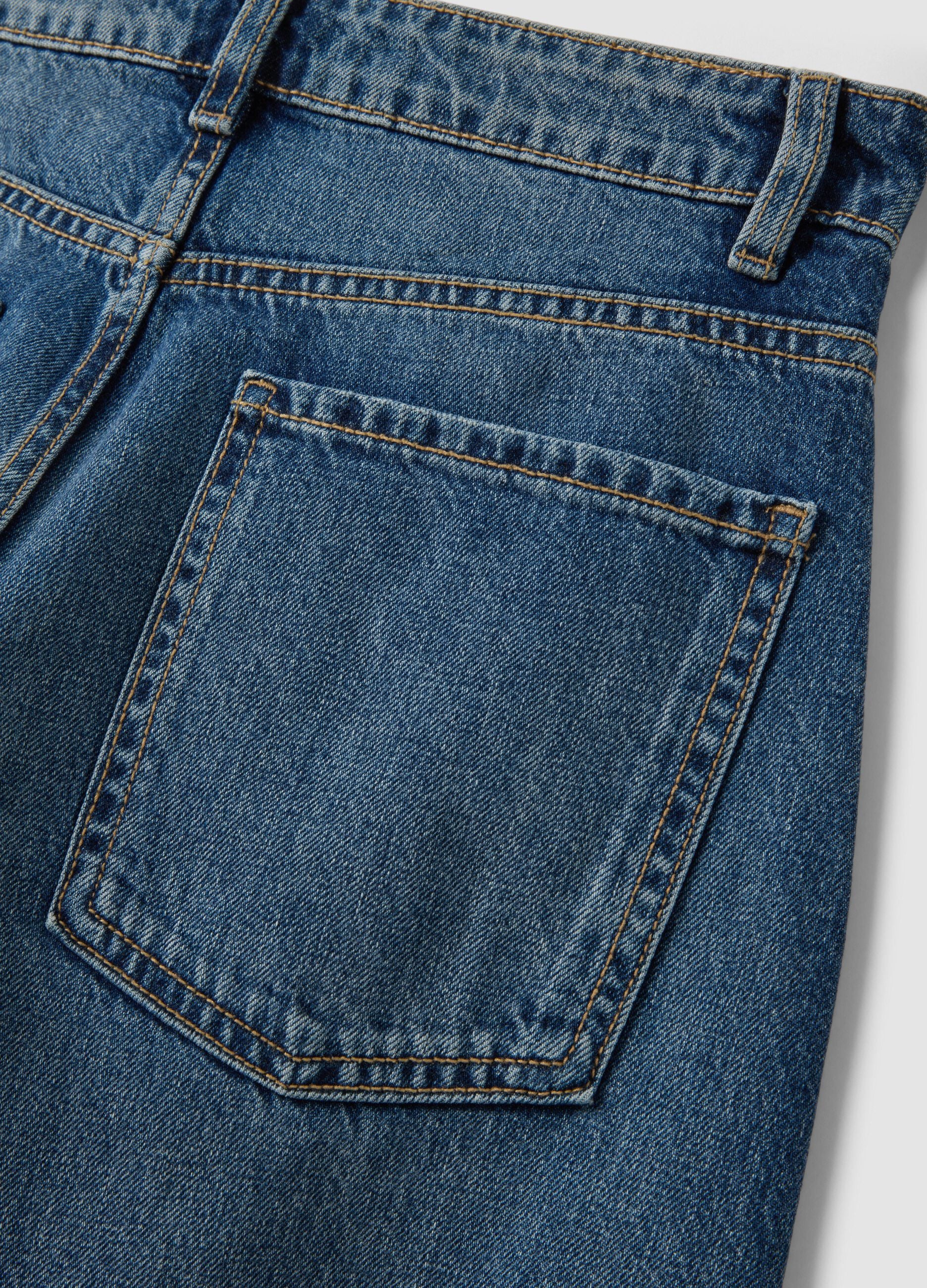 Jeans blu scuro denim in puro cotone barrel fit