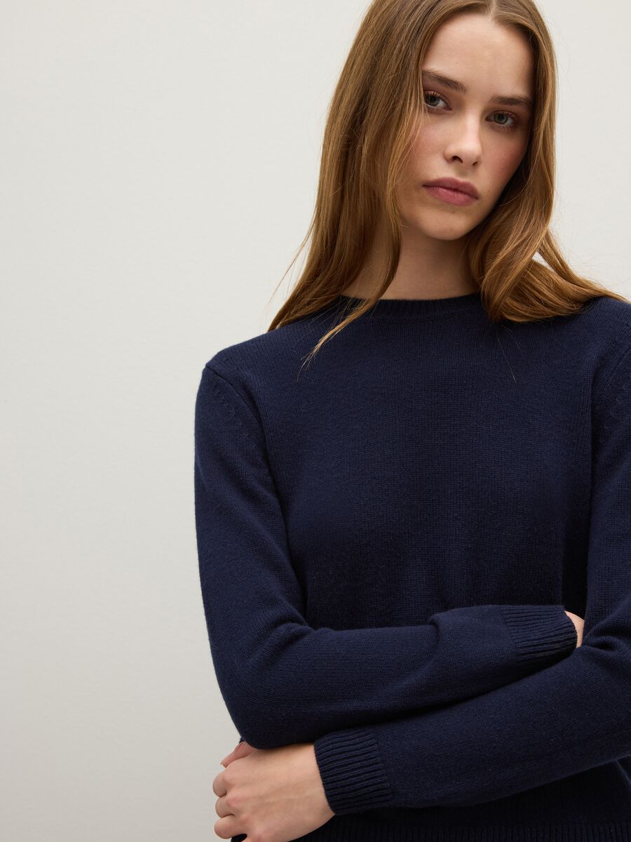 Blue Wool Blend Jumper Regular Fit_3