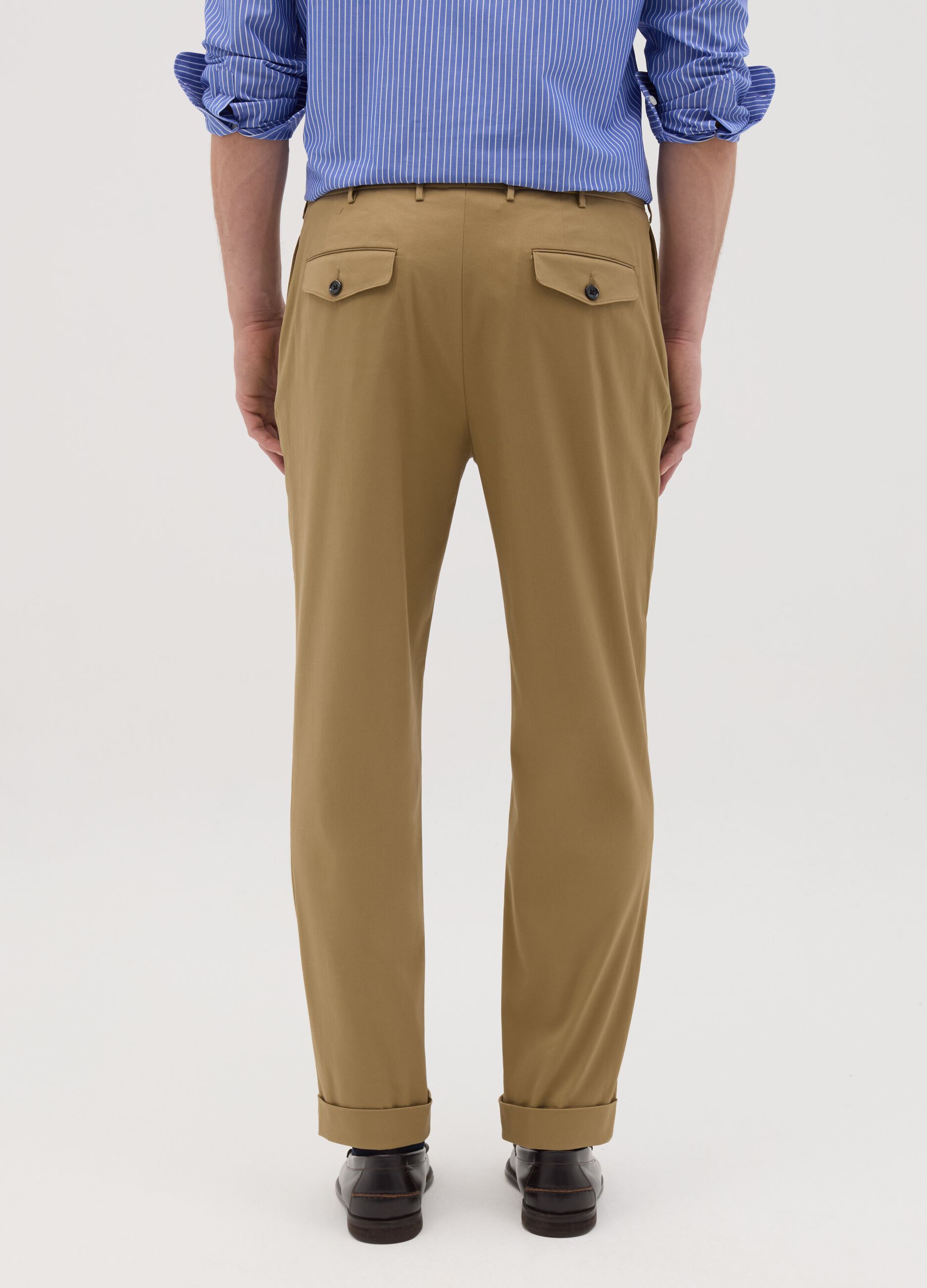 Pantaloni da uomo in cotone elasticizzato marrone carrot fit