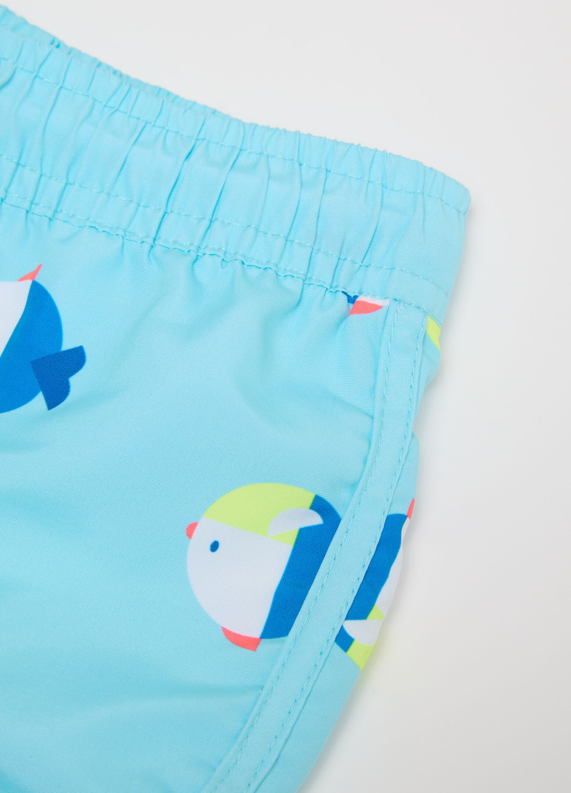 Costume da bagno da bambino in tessuto multicolor con stampa regular fit