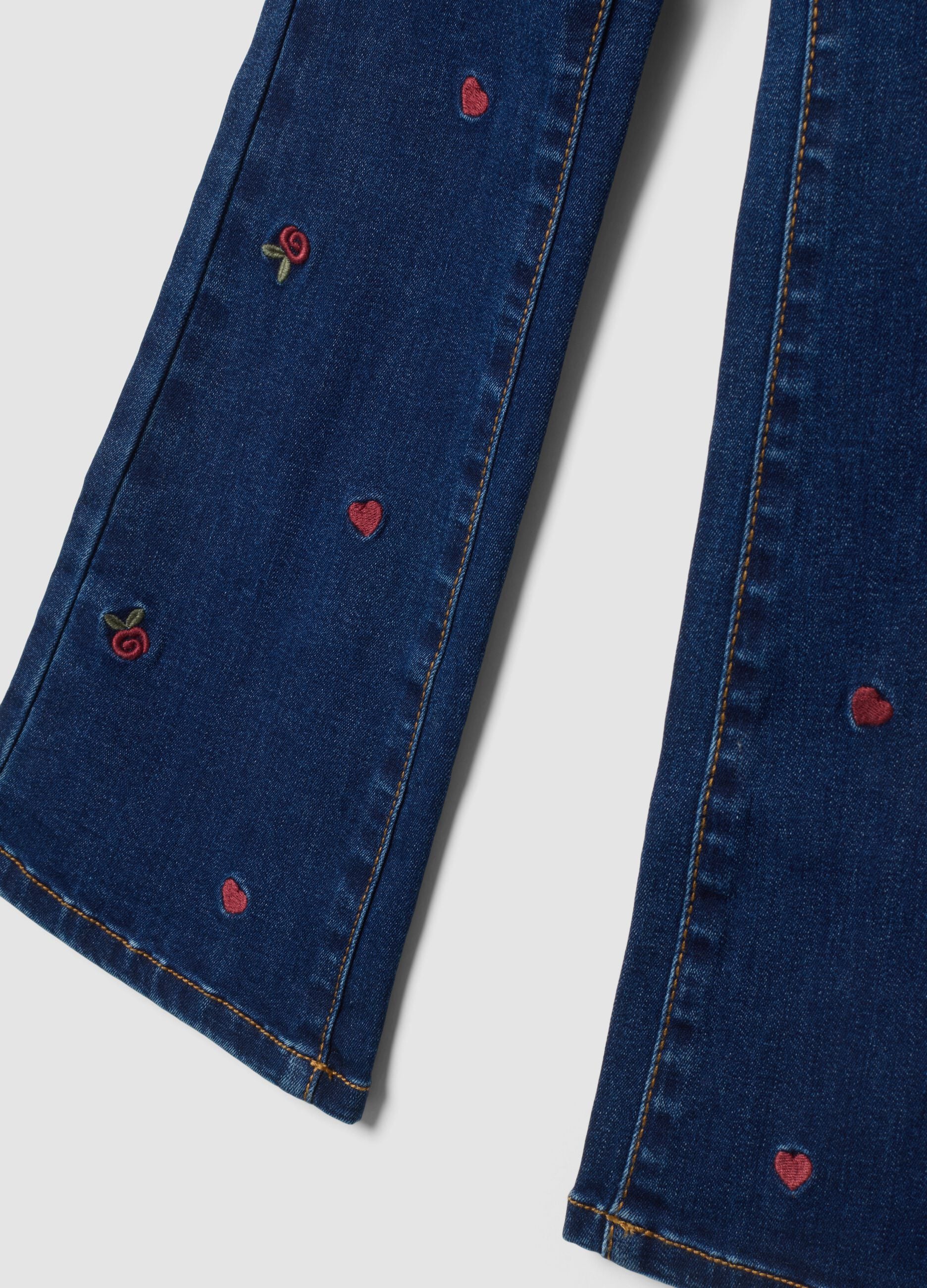 Blue flared cotton and stretch viscose jeggings