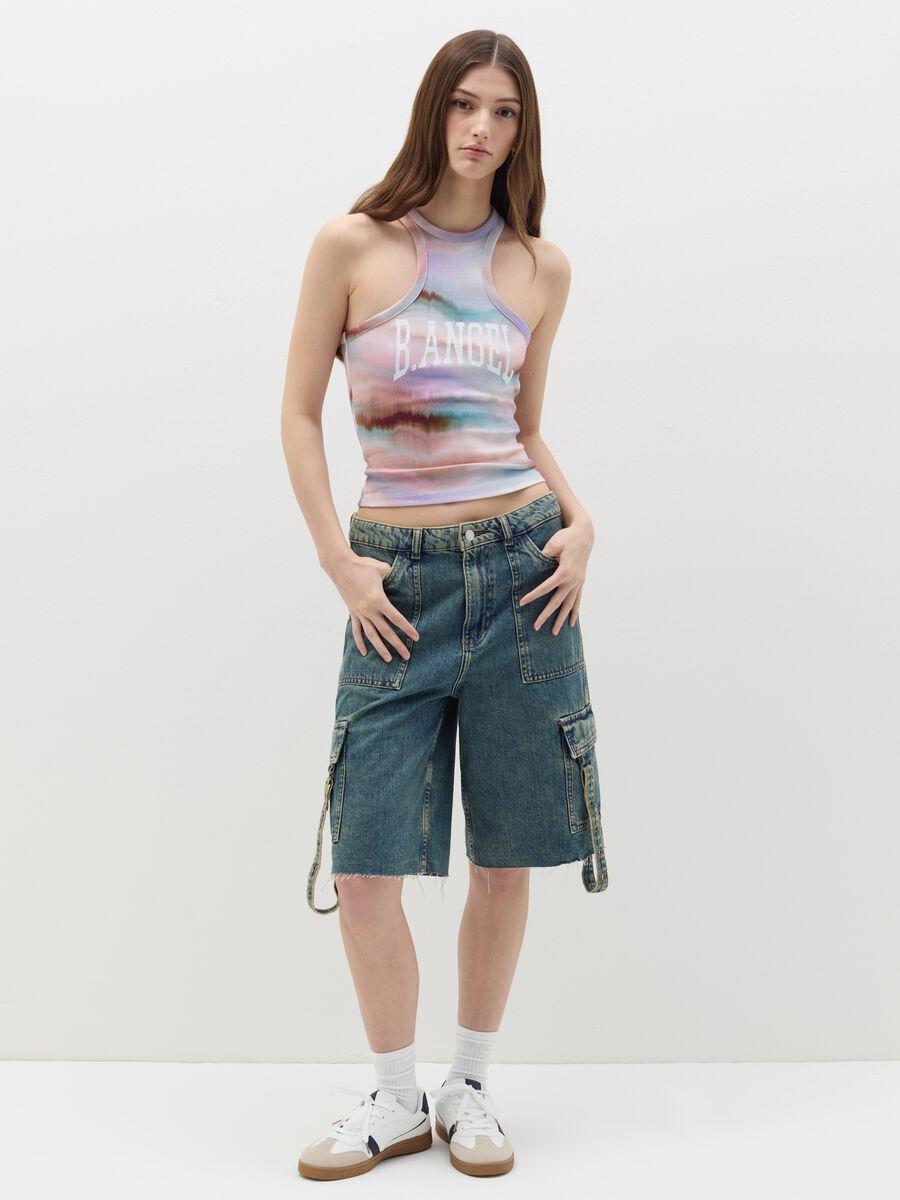 B.ANGEL X THE SEA BEYOND cropped tie-dye tank top_1