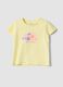 Yellow pure cotton girl's T-shirt, regular fit with print_0