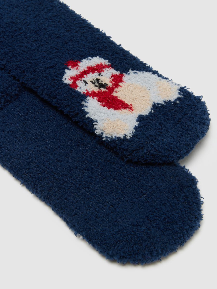 Blue Christmas socks in stretch fabric_1