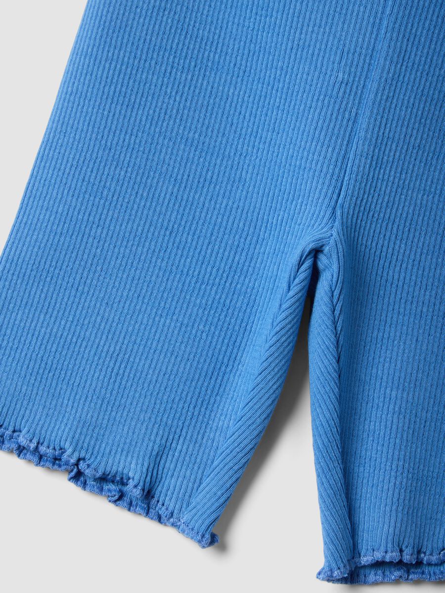 Blue ribbed stretch-cotton shorts for baby girls, regular fit_2