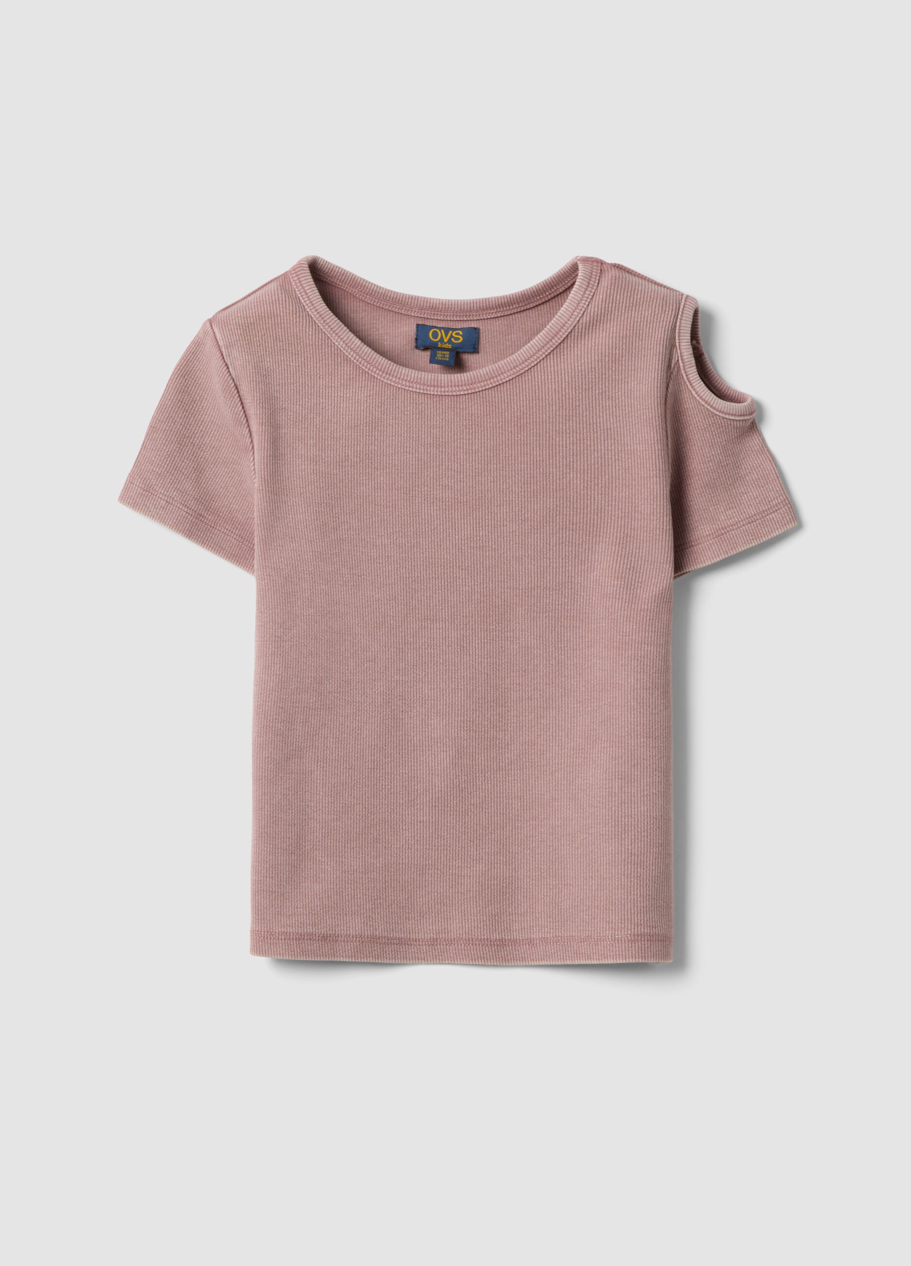 Short-sleeved pink stretch cotton t-shirt