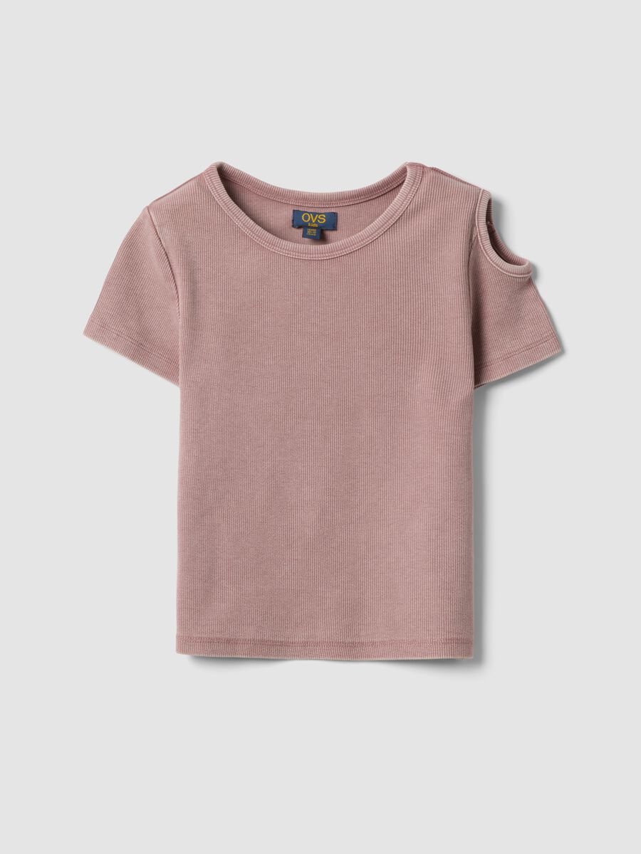 Short-sleeved pink stretch cotton t-shirt_3