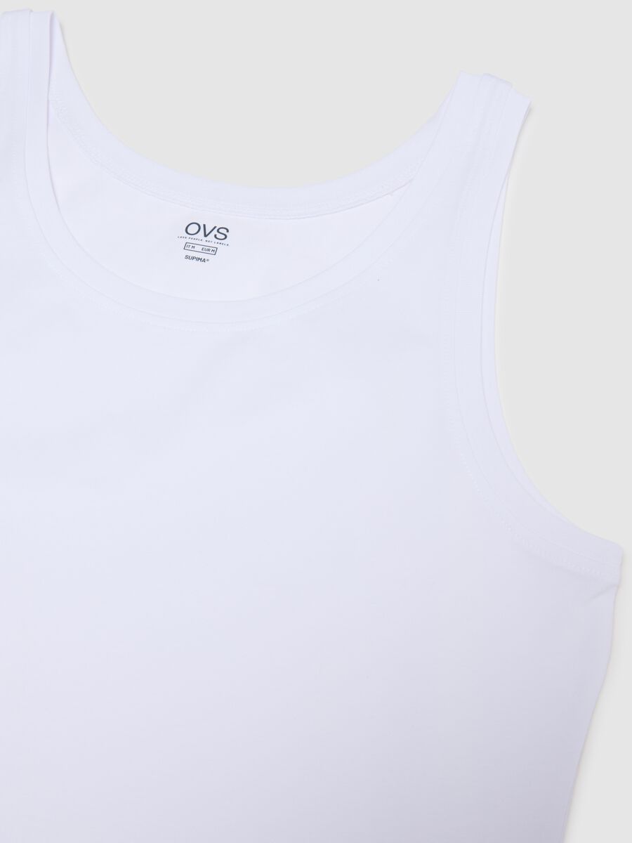 White pure cotton tank top regular fit_1
