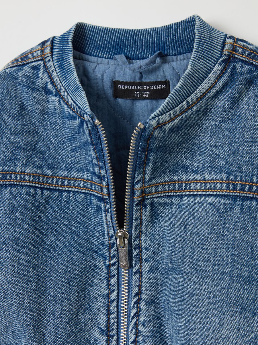 Denim bomber jacket with heart patch_2