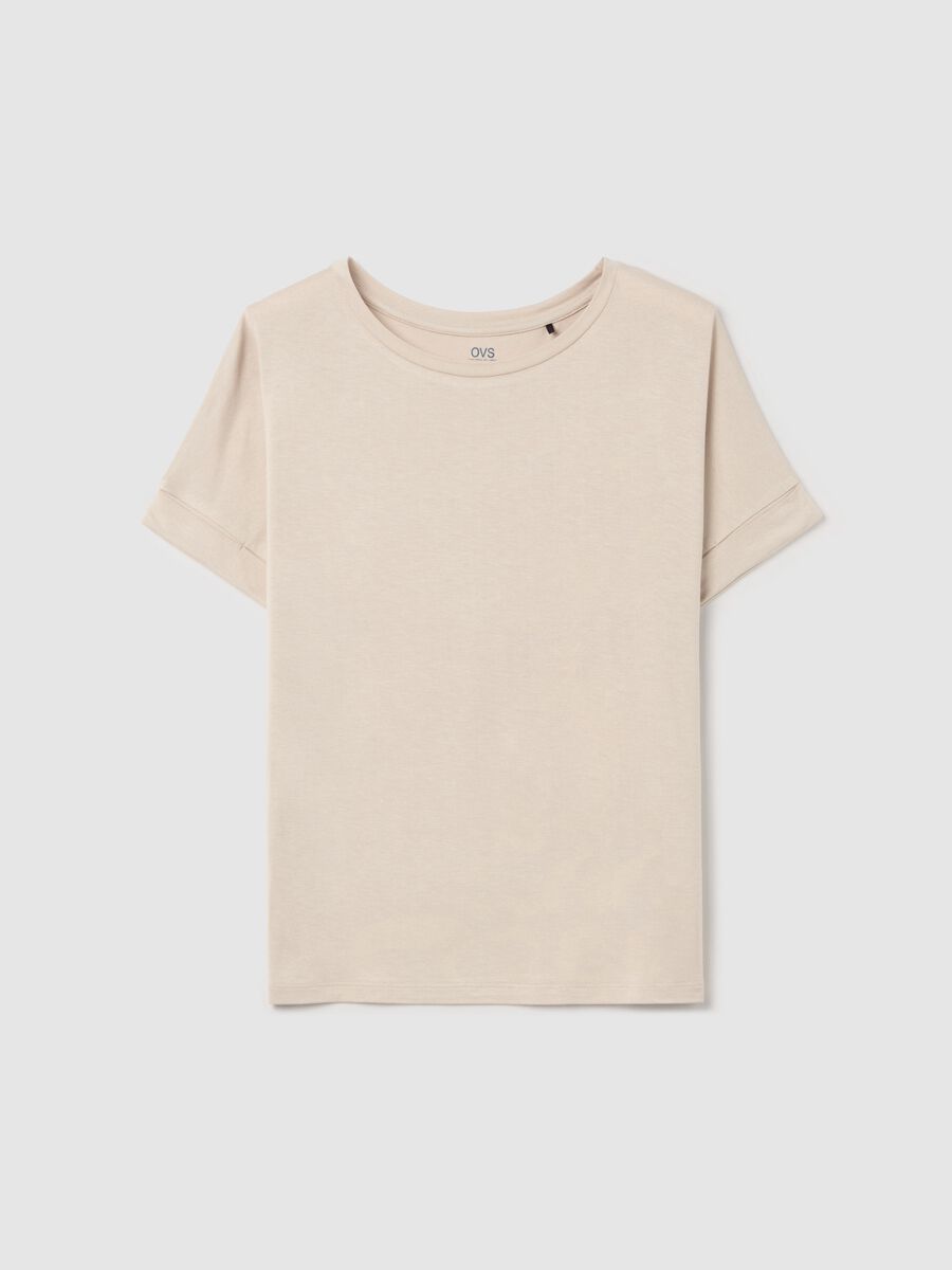 Beige T-shirt with kimono sleeves_4