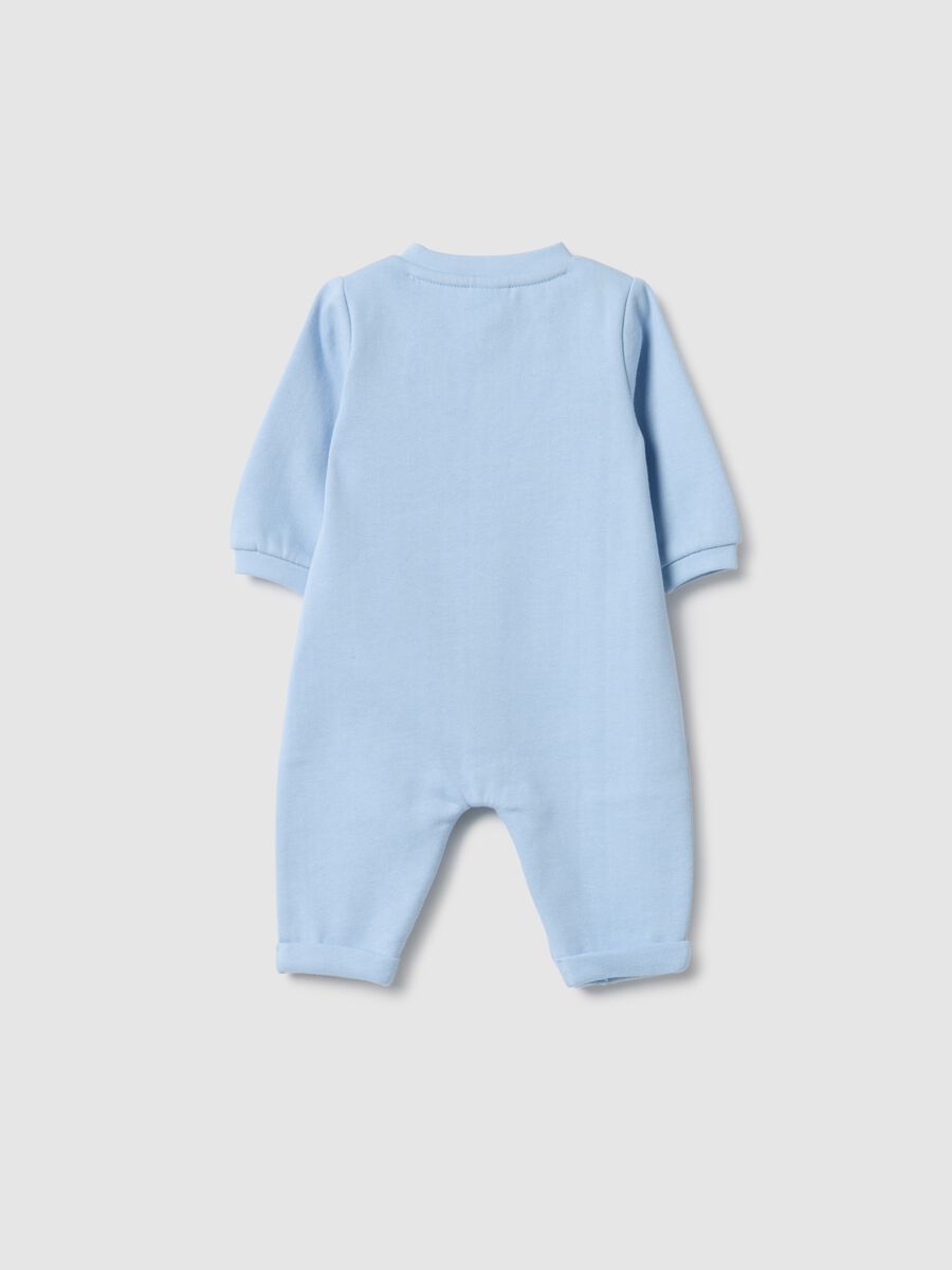Baby blue romper in pure cotton with appliqu&eacute;s_1
