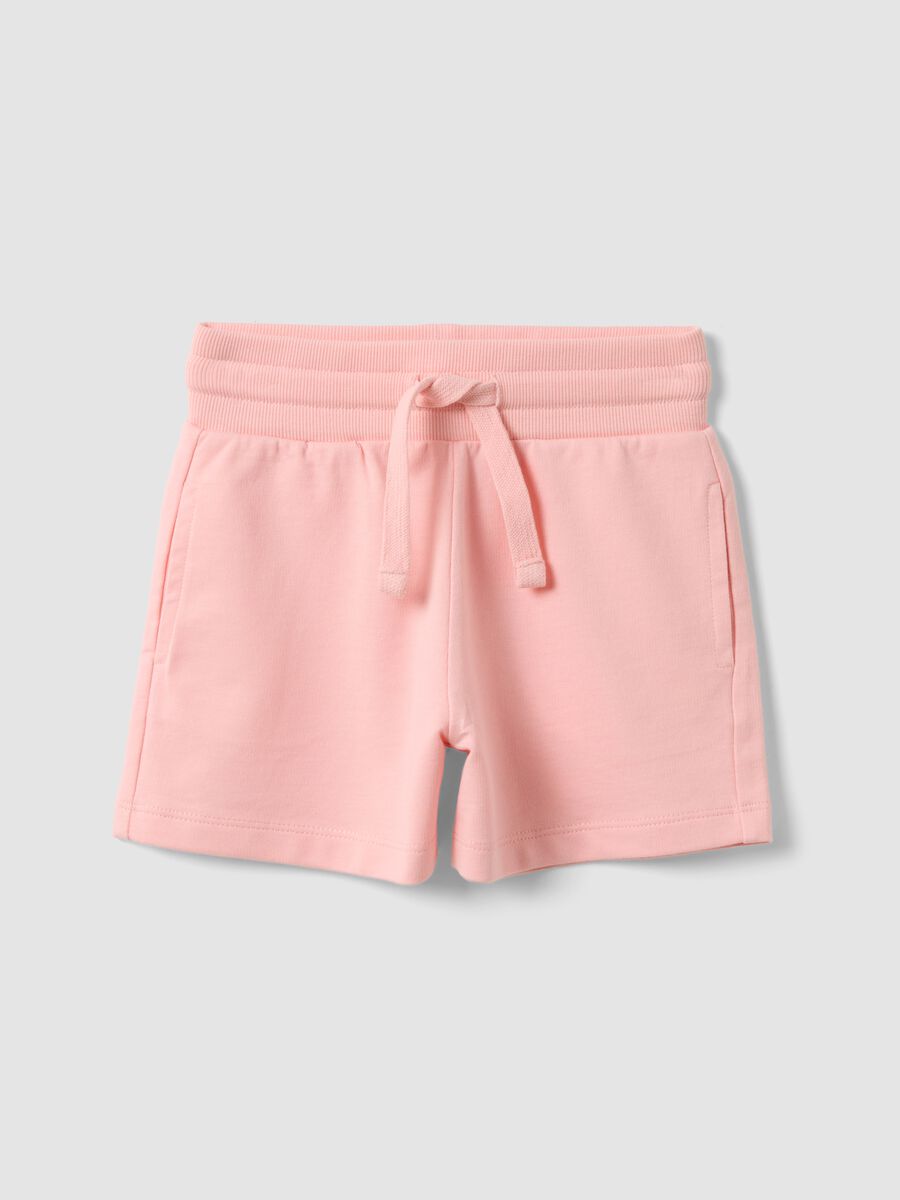 Pink pure cotton shorts with elasticated waistband_0