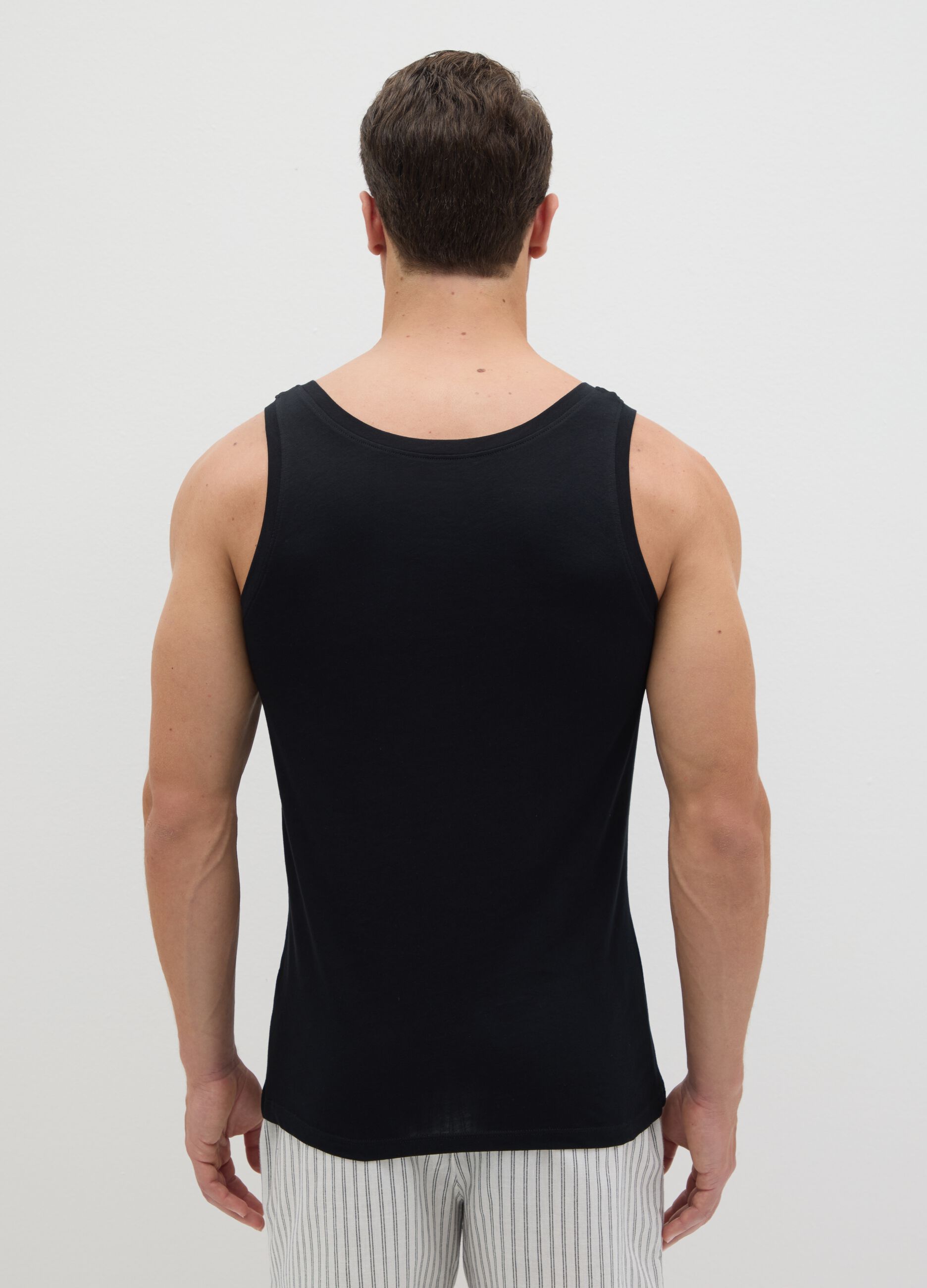 Men's black pure cotton vest regular fit
