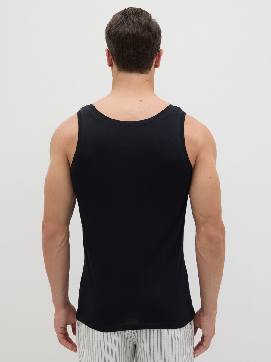 Men's black pure cotton vest regular fit_3