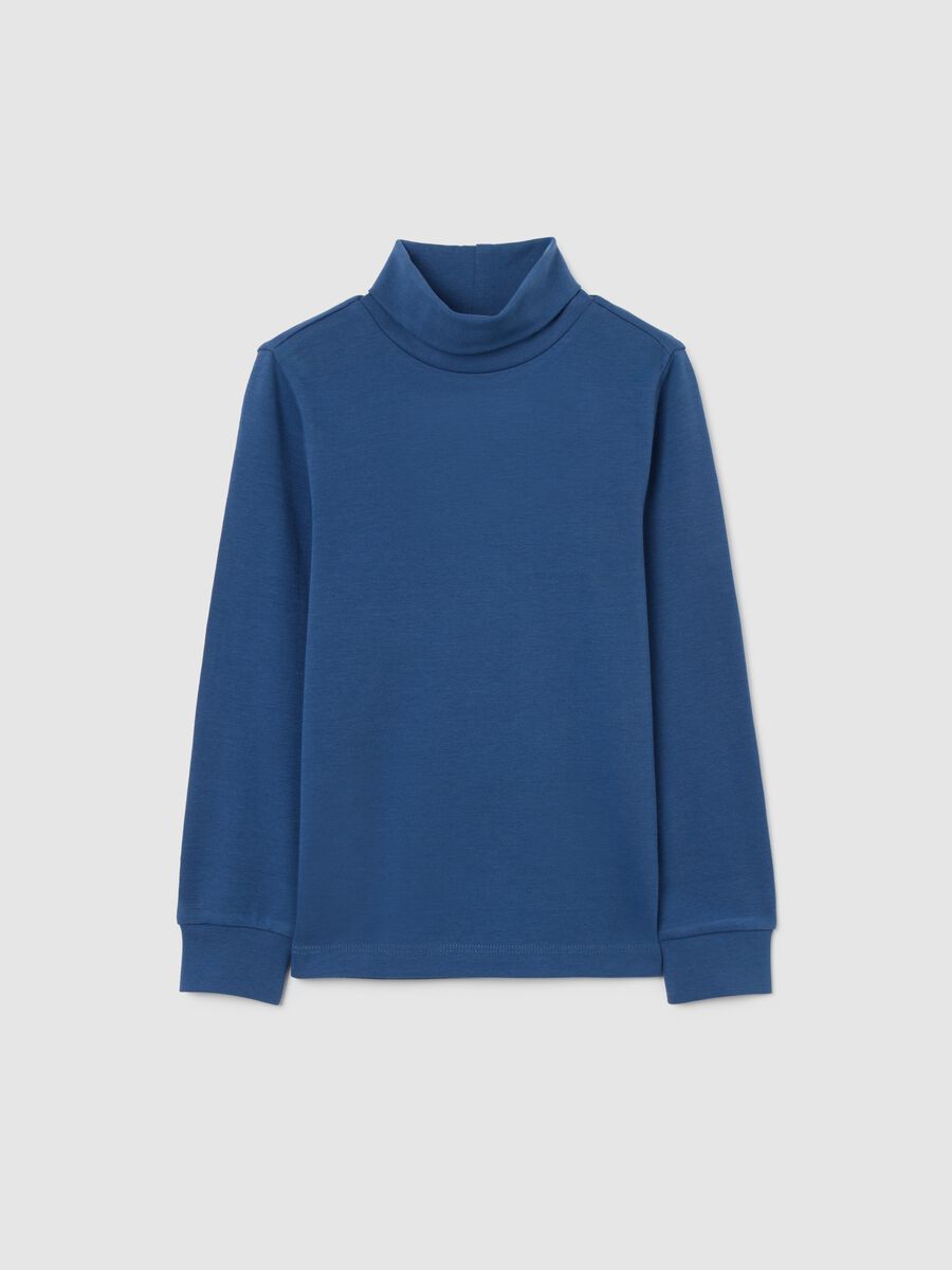Children's blue turtleneck in pure cotton regular fit_0
