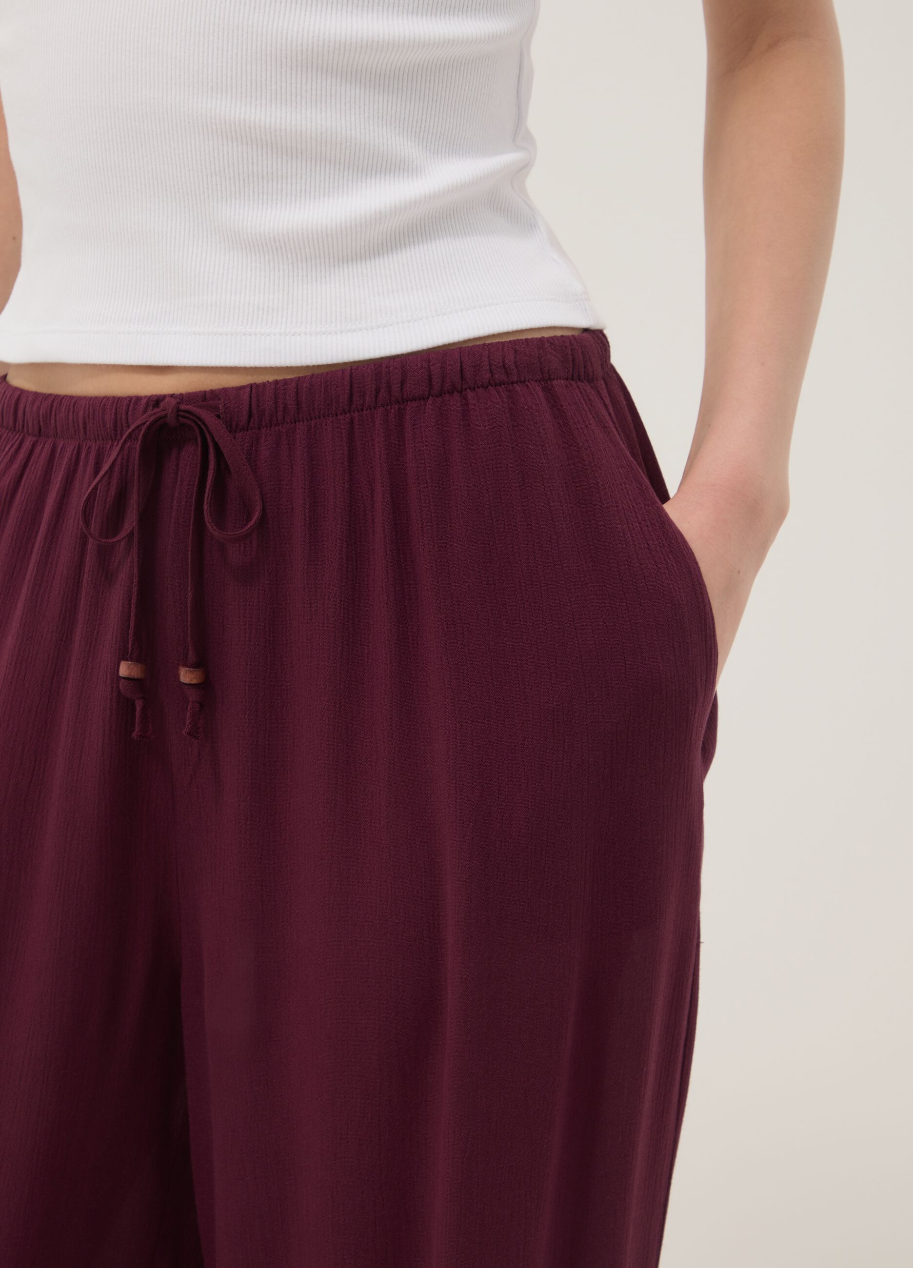 Purple palazzo trousers in pure viscose