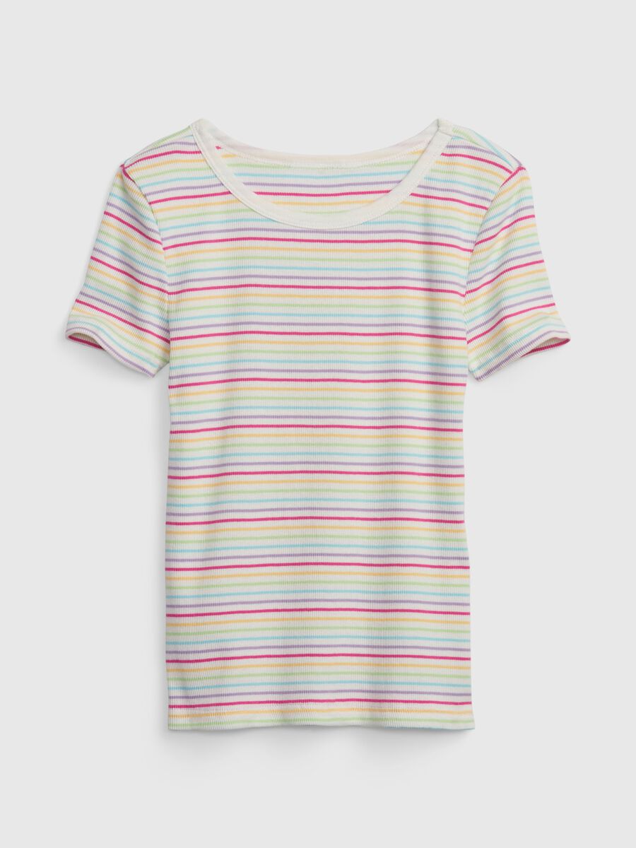 Ribbed T-shirt with striped pattern_0