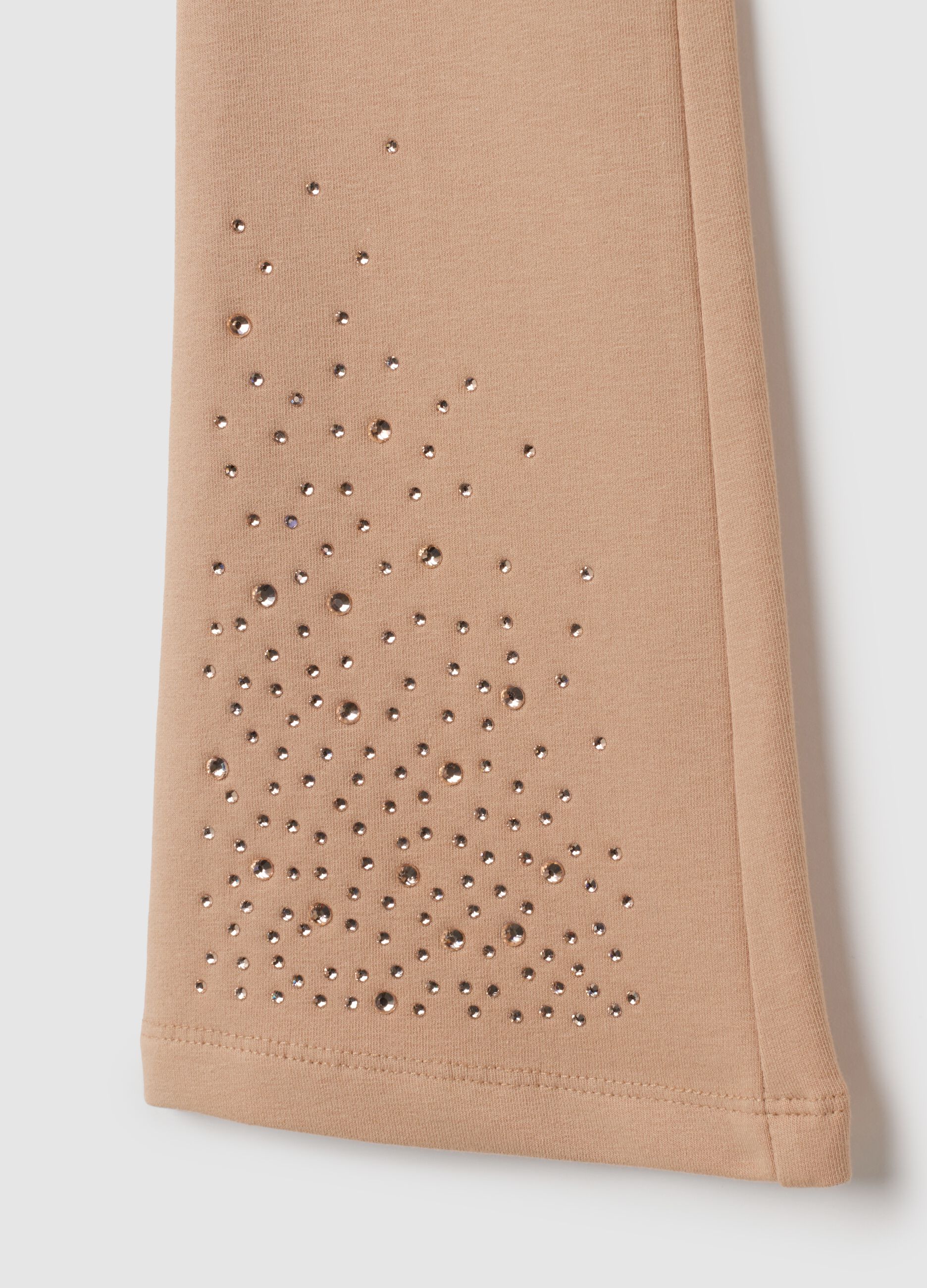 Girls' beige cotton flare leggings