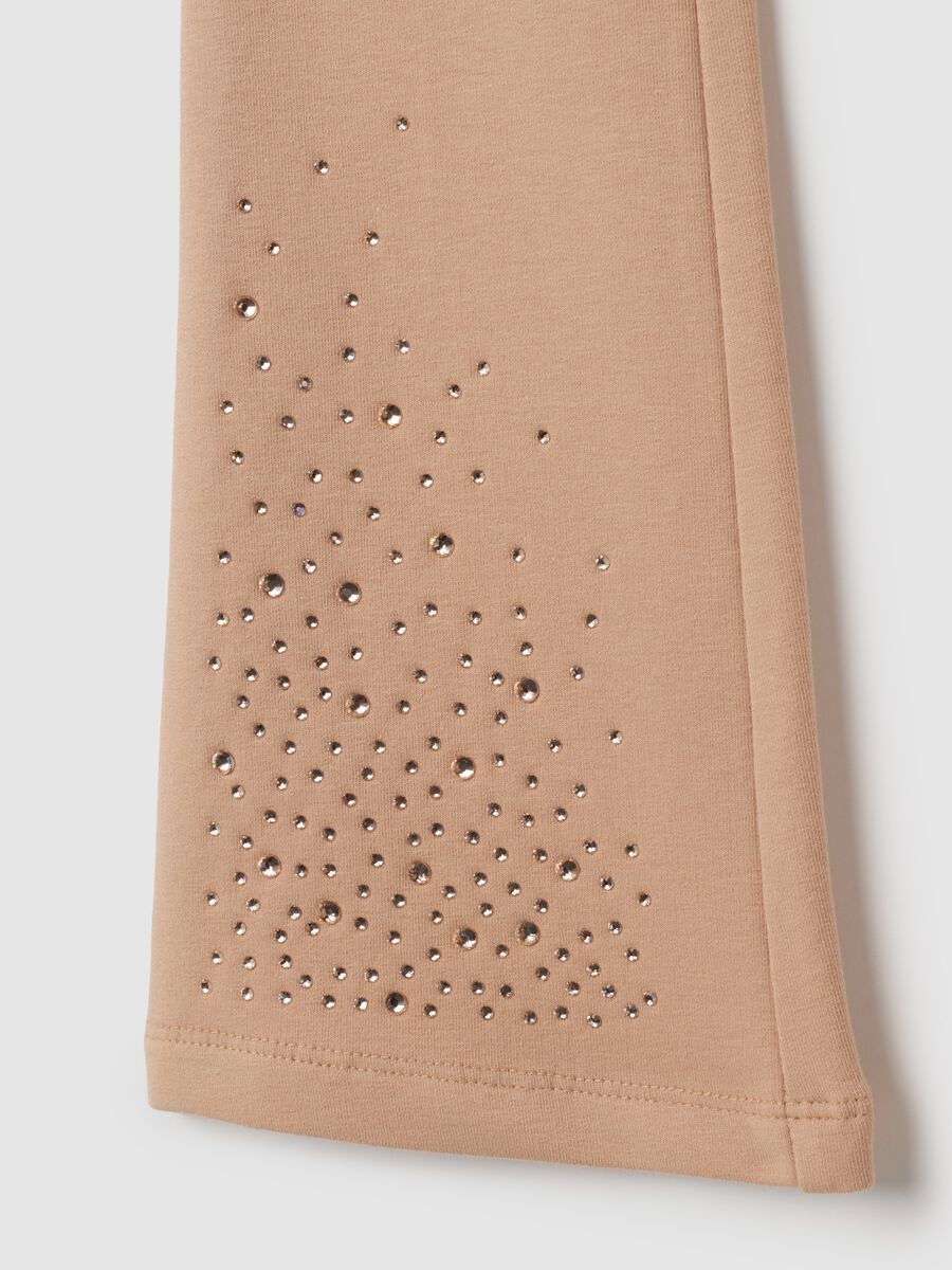 Girls' beige cotton flare leggings_3